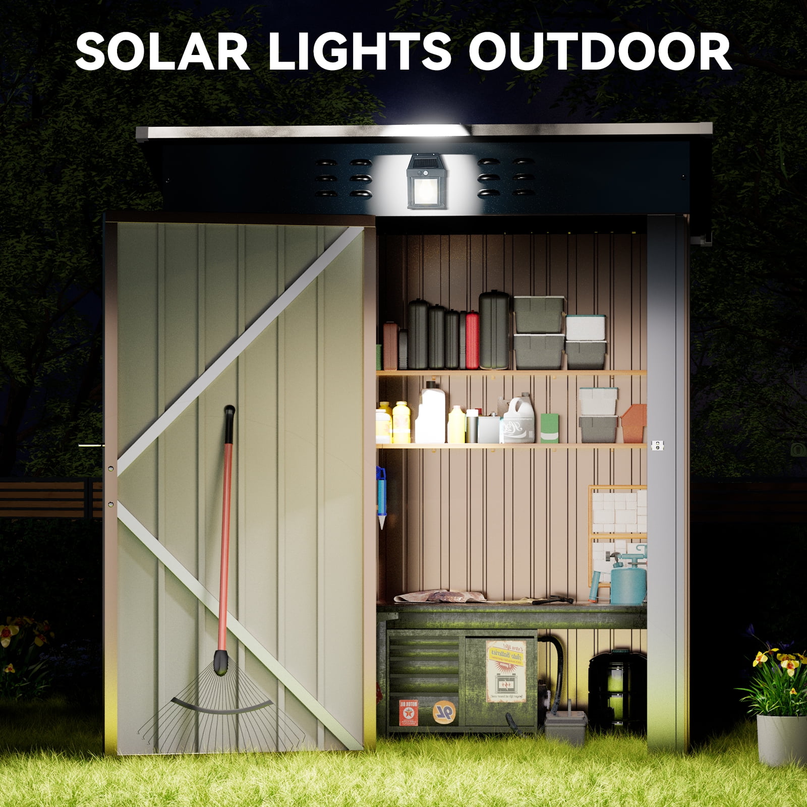 CLOUDREST PRO Metal Outdoor Storage Shed with Lockable Door and Air Vents (Brown, 5 x 3 ft) eaypc