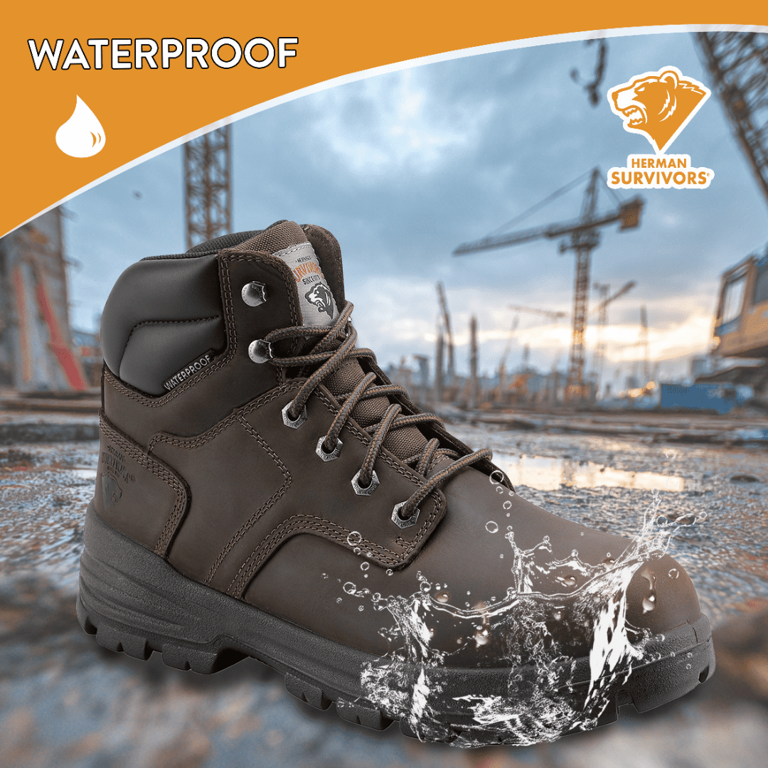 Herman Survivors Men's Boulder Waterproof Steel Toe Work Boots (Brown, 6 in) udjy6