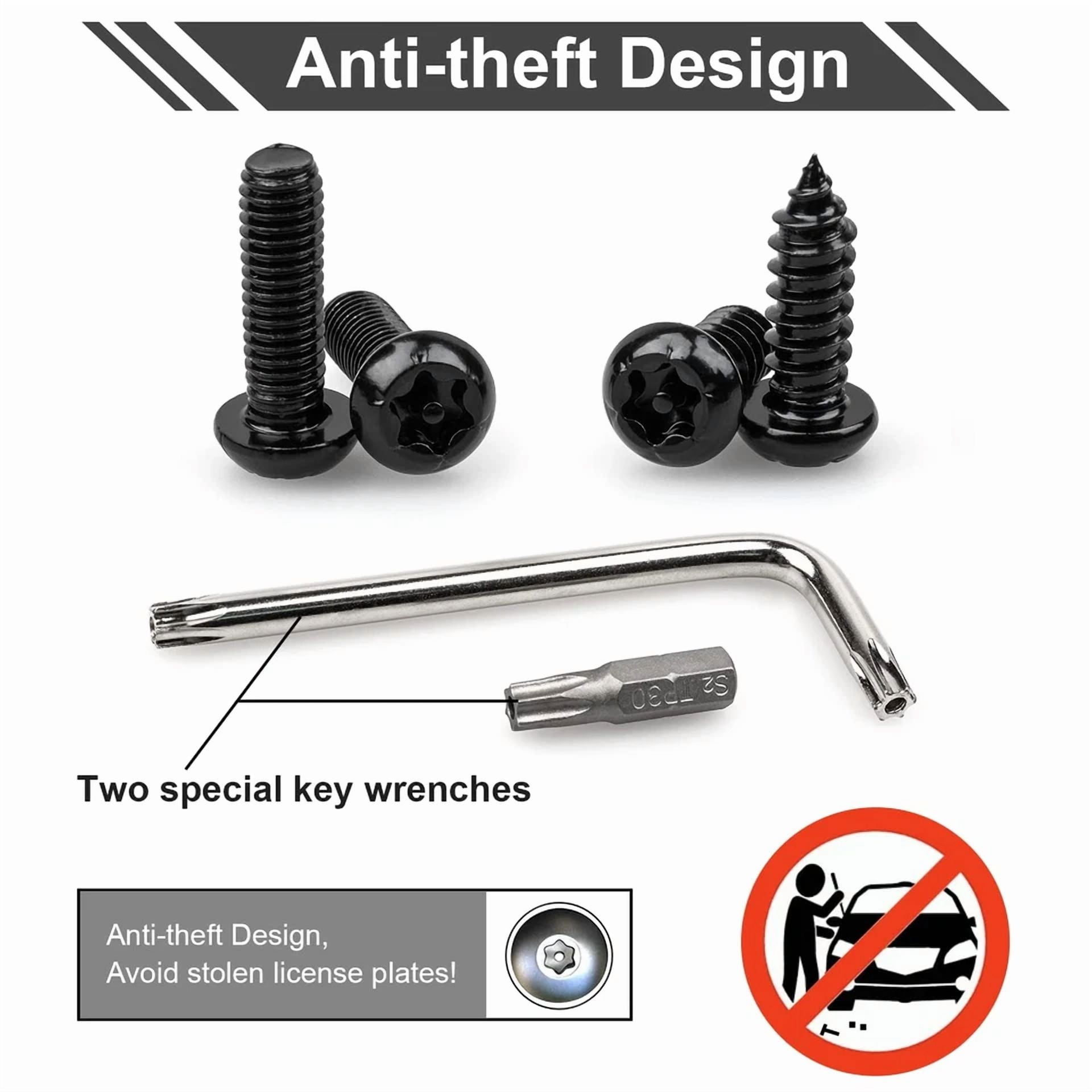 KLYNE Anti-Theft License Plate Screw Kit, Tamper-Proof Hardware Set (Black, 0.25 in) clj7q