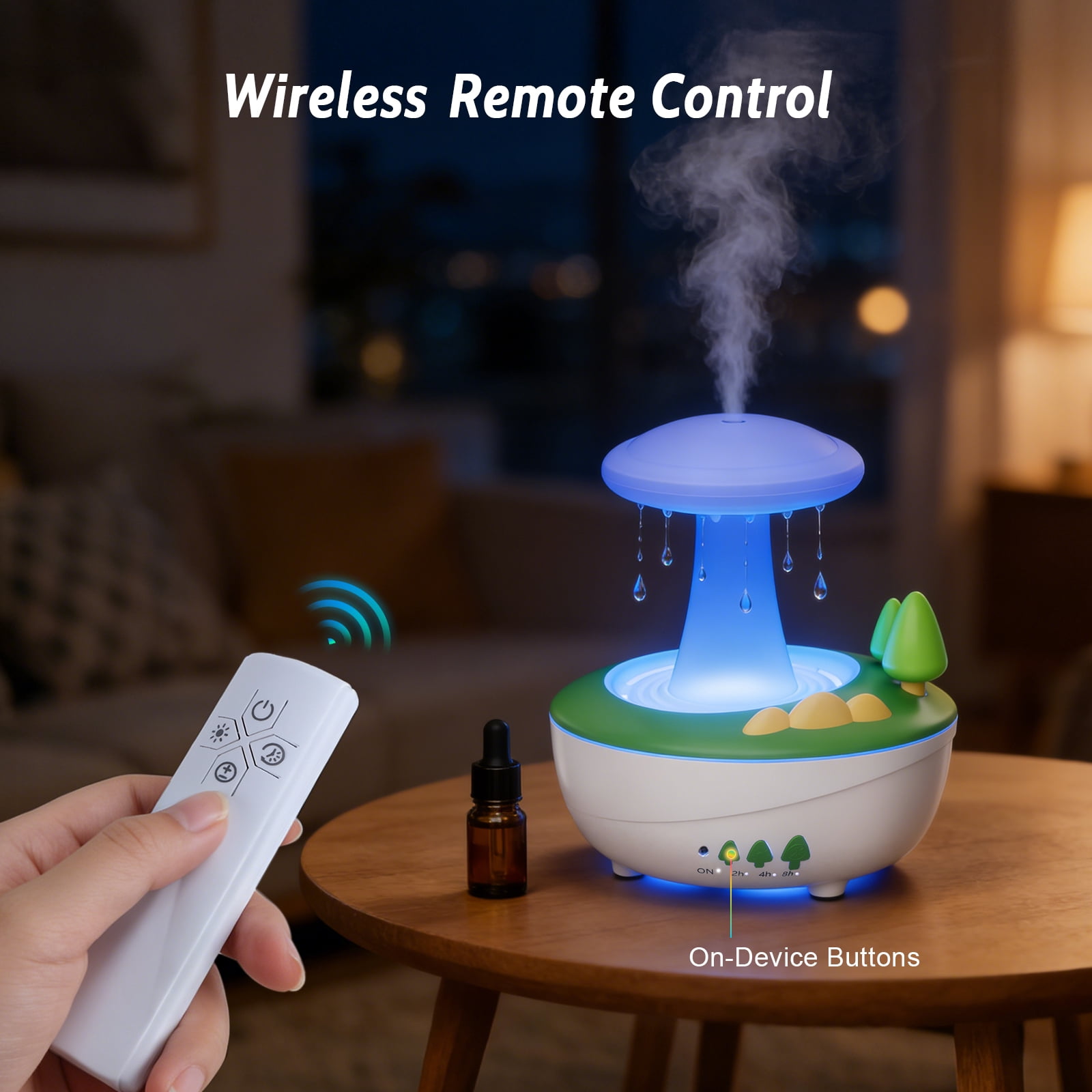 Fimilo Raindrop Essential Oil Diffuser, Ultrasonic Humidifier with White Noise & LED Ambient Light (White, 9.47 fl oz) iporq