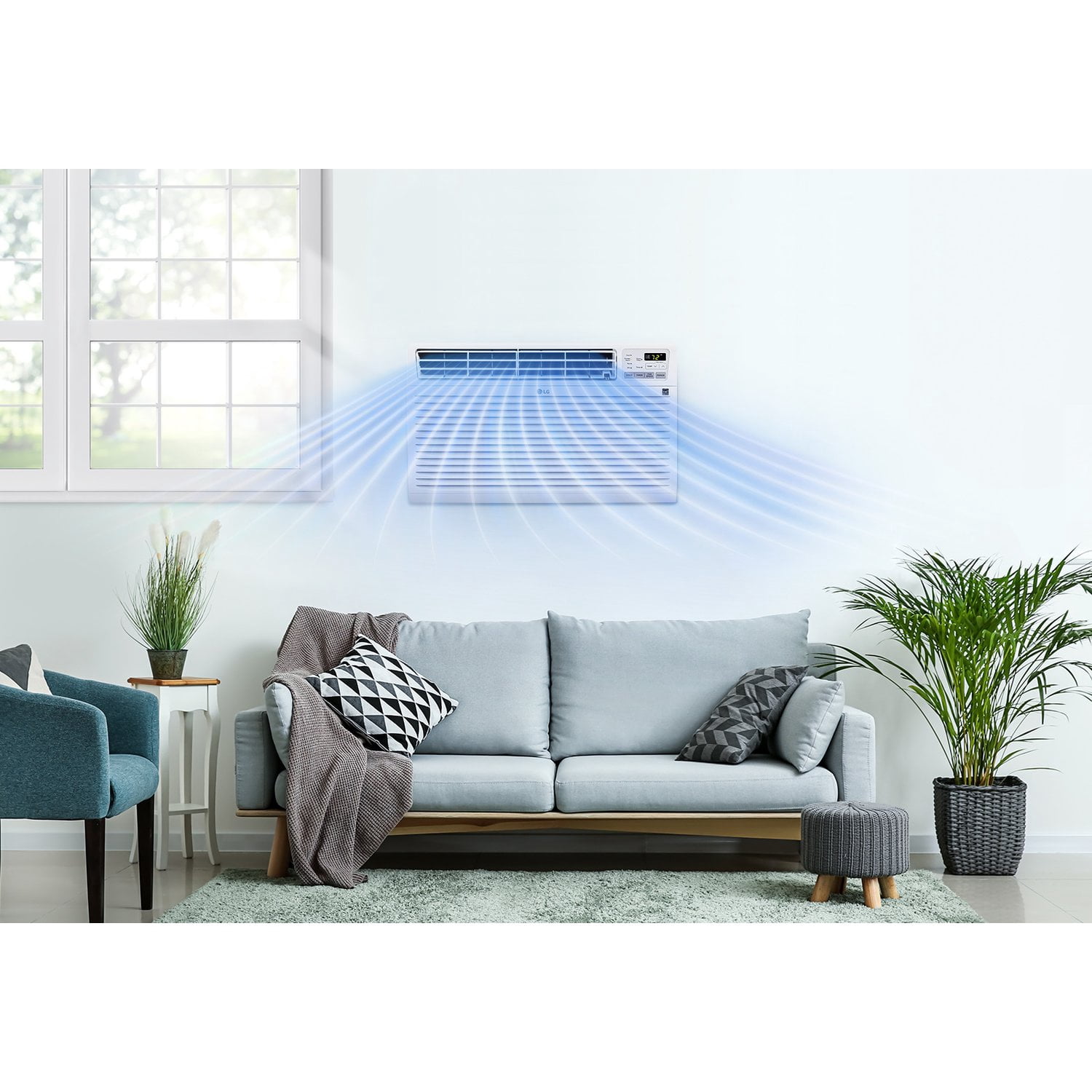 LG 7,800 BTU Through-the-Wall Air Conditioner with Remote Control (White, 330 Sq. ft. Coverage) jsvdj