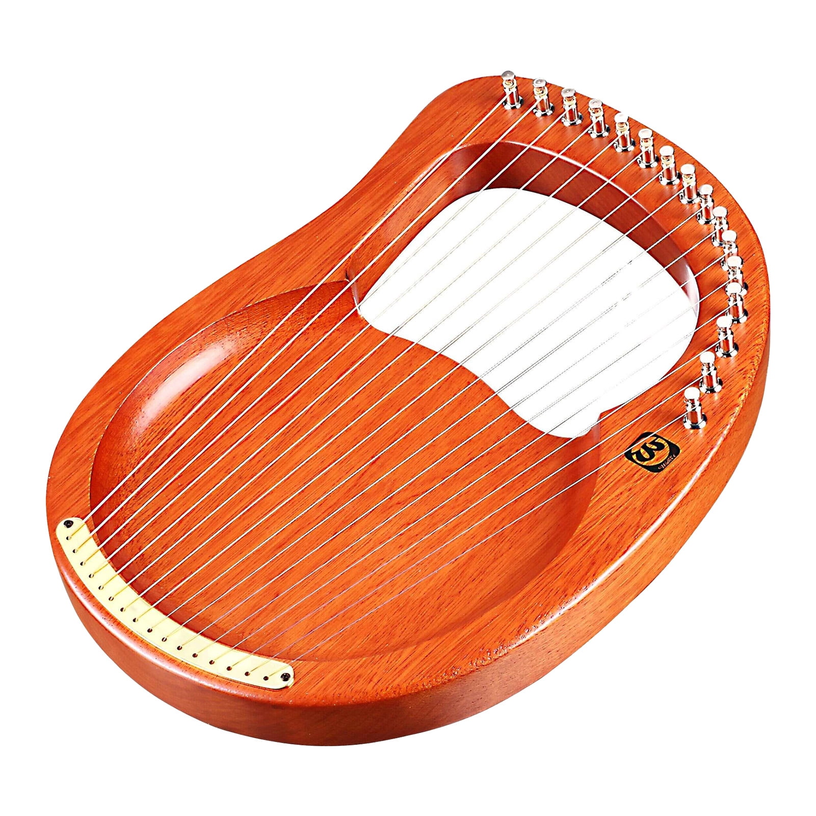 Walter.T 16-String Lyre Harp Mahogany Wood Musical Instrument with Tuning Wrench and Carry Bag (Brown) 8xlly