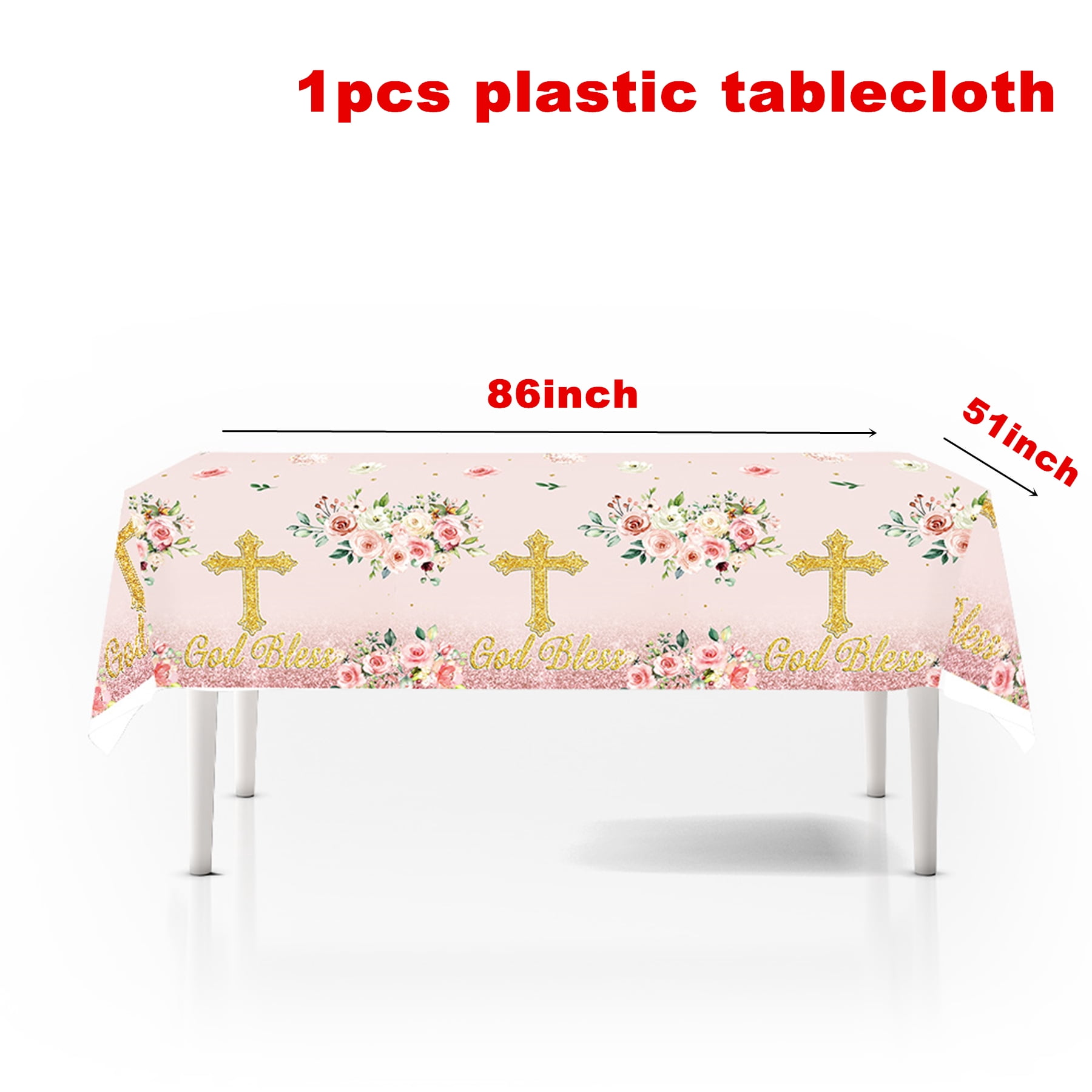 Generic God Bless Party Tableware Set, Baptism First Holy Communion Decorations (Pink, 161 Pcs) u7dx4