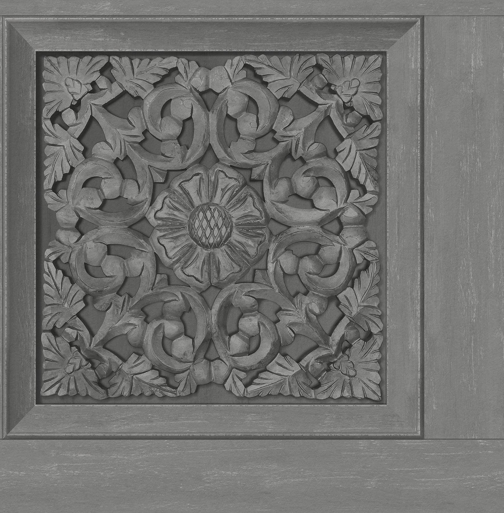 InHome Carved Floral Peel and Stick Wallpaper (Grey, 18 in x 18 ft) 52wpp