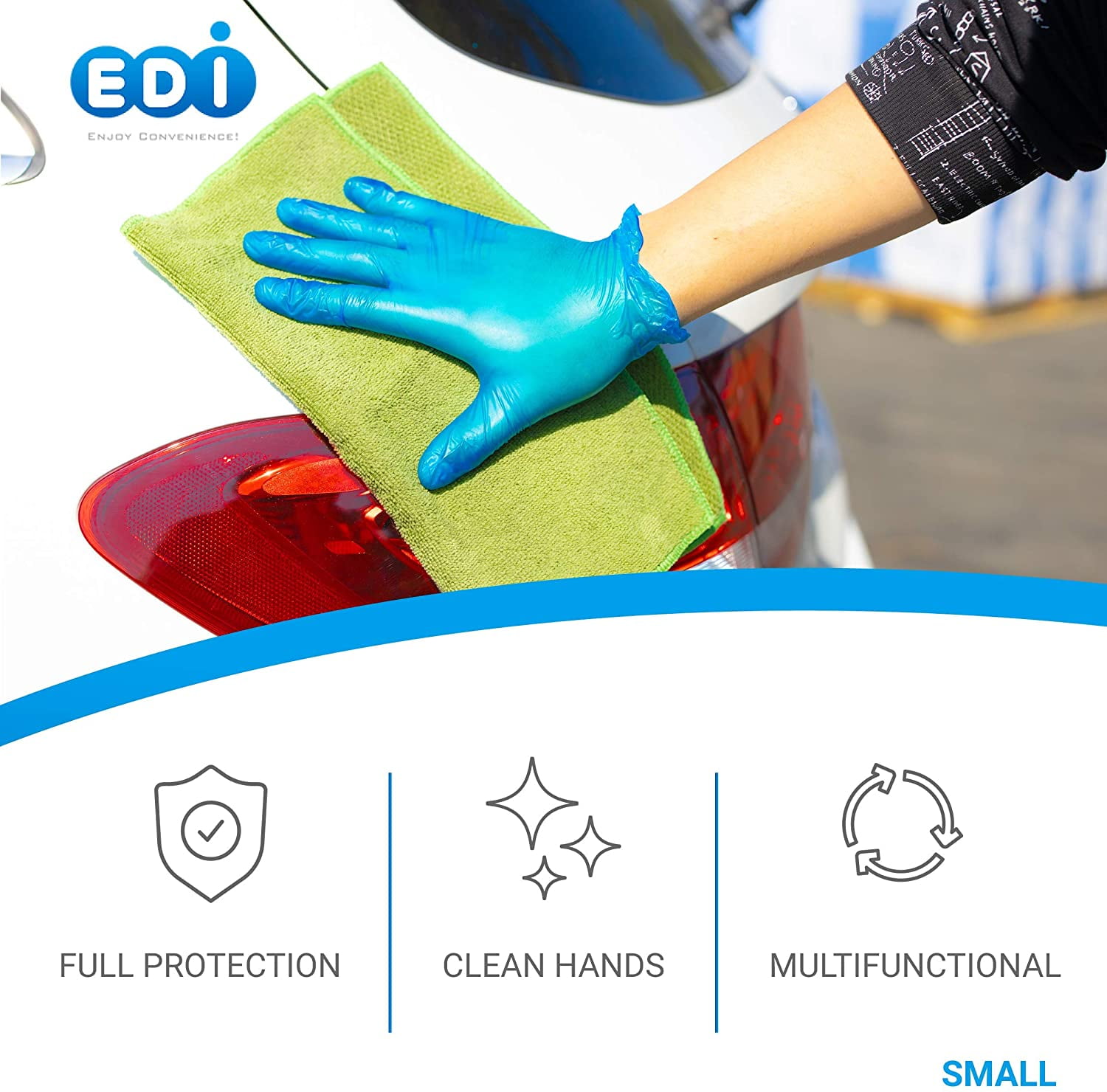 EDI Disposable Vinyl Gloves (Blue, Small, 100 Count) svgl5