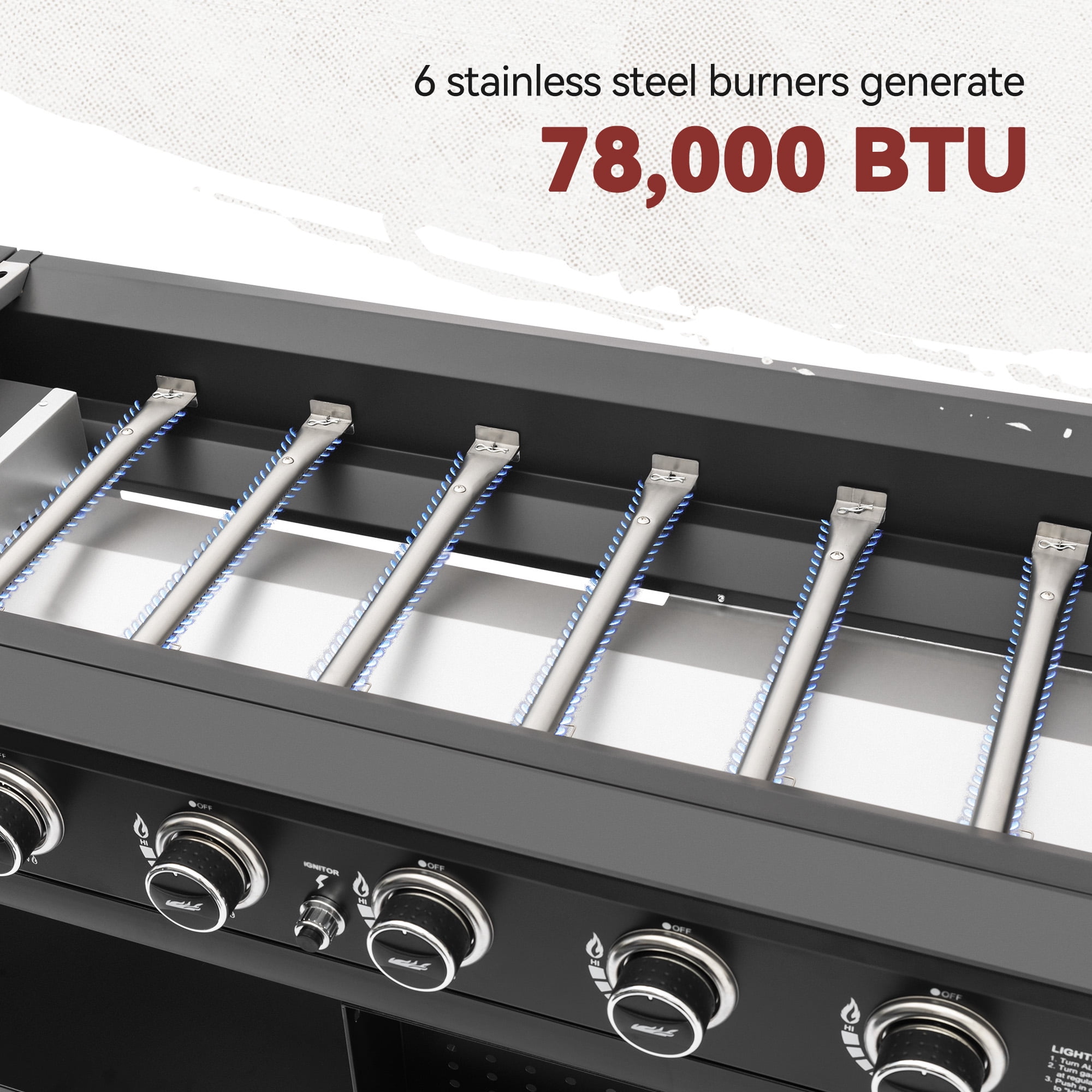 Royal Gourmet 44-inch 6-Burner Flat Top Gas Grill Griddle with Foldable Side Shelves and Spice Rack (Black, 76.1 in x 24.6 in x 36.6 in) 8hhxq