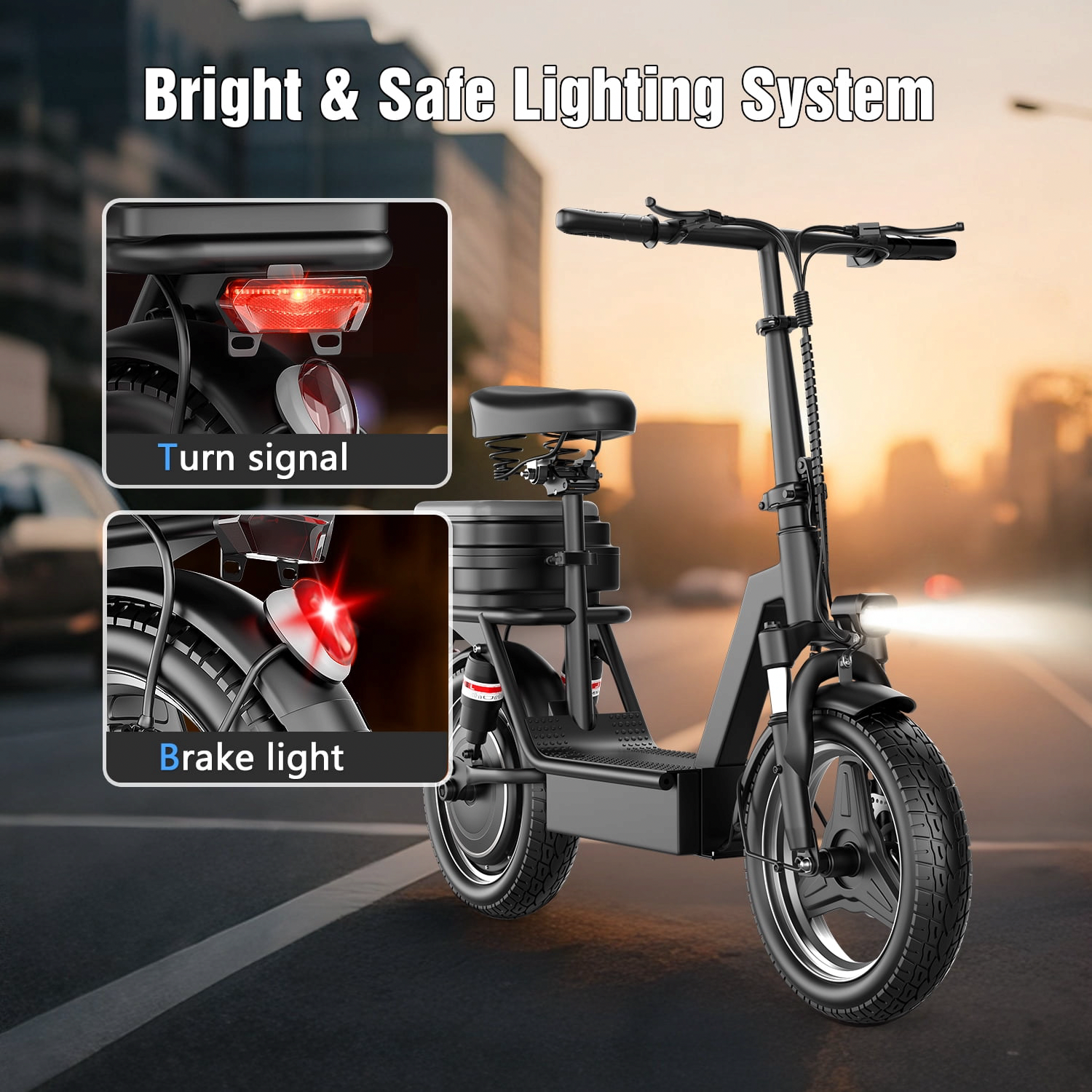 AZHAR Electric Scooter with Seat, 1200W Motor, 25 MPH Max Speed, 45 Mile Range, Dual Shock Absorption, 14 in Tires (Black, 350 lb Capacity) 5dzpo