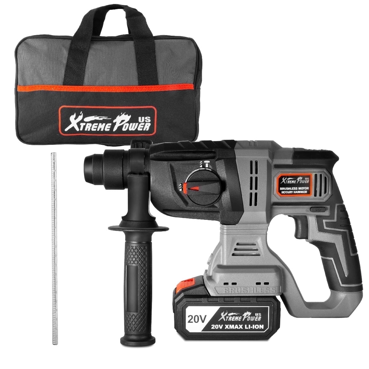 XtremepowerUS 20V Cordless SDS Plus Rotary Hammer Drill, Brushless Motor, Variable Speed (Black, 1 Kit) vpcvz