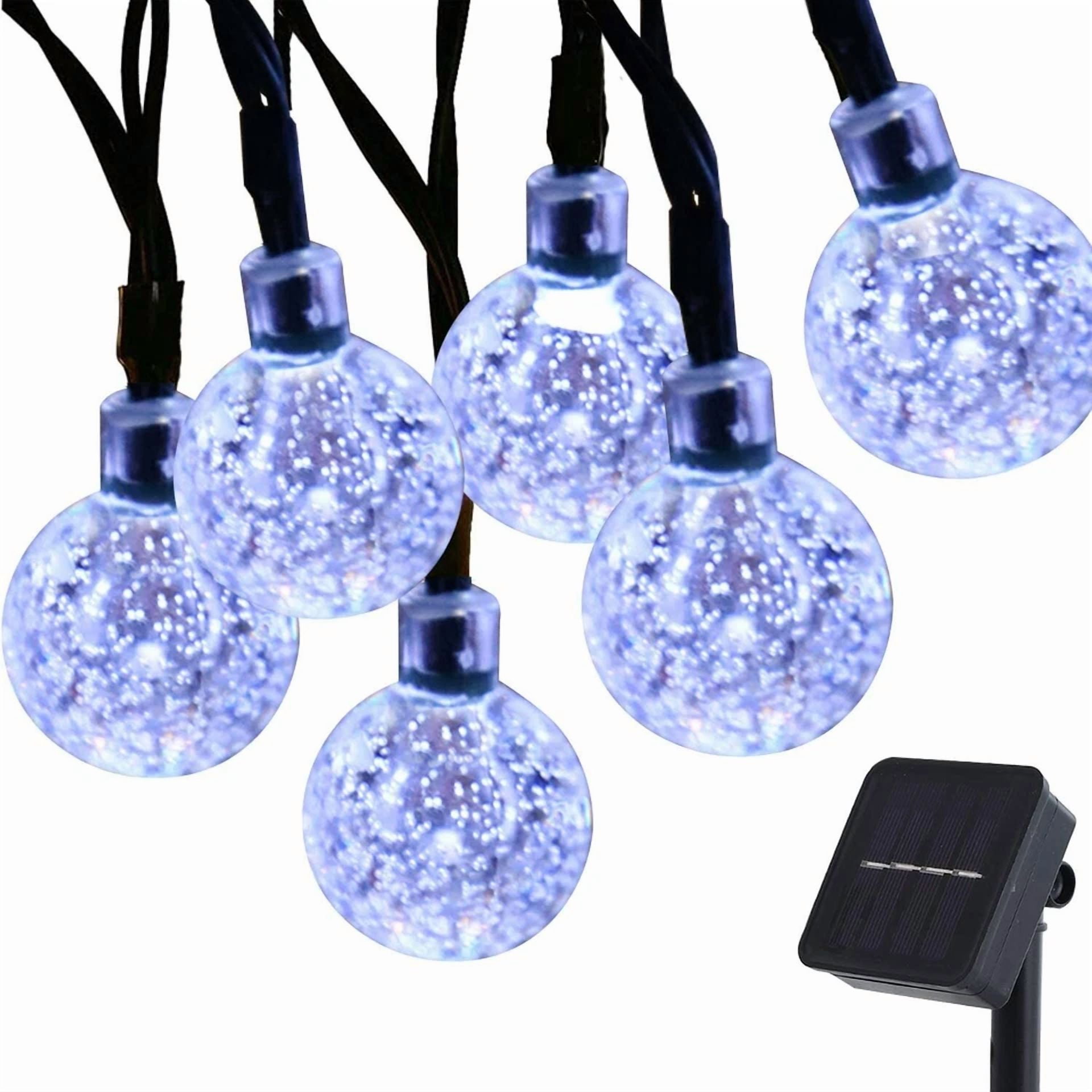 Purely Elizabeth Bubble String Lights Solar Powered LED Outdoor Decor (White, 30 Count) 5qc82