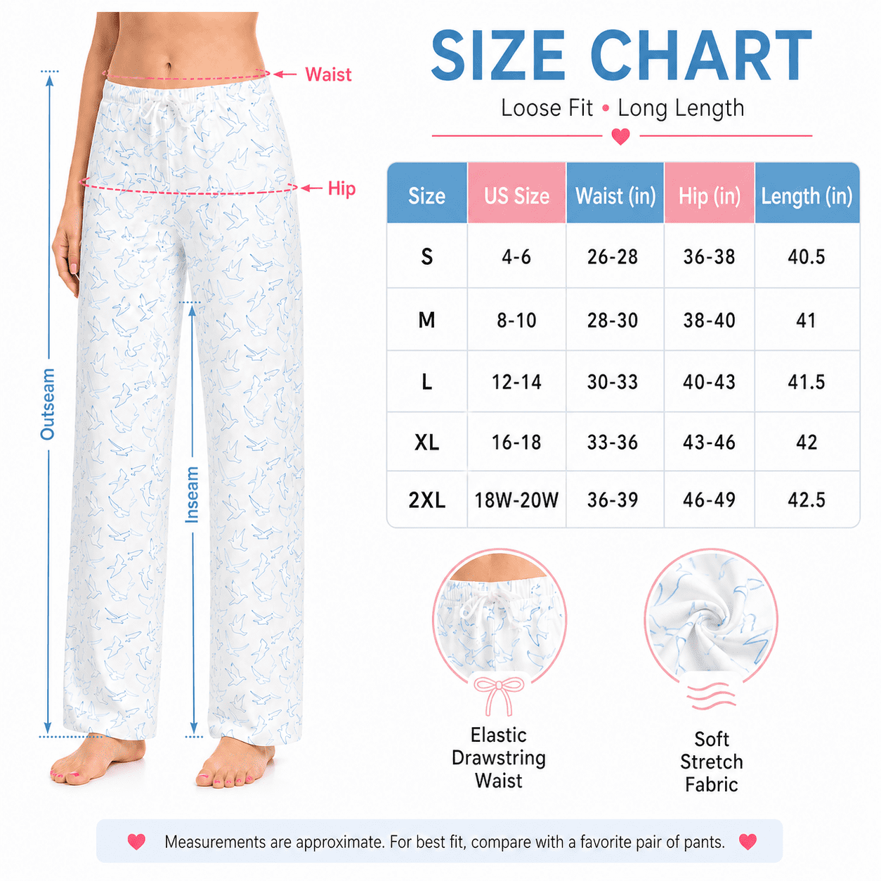 Daresay Women’s Lounge Pants 3-Pack, Soft Stretch Pajama Bottoms with Adjustable Drawstring Waist (Blue, S) l1i9e