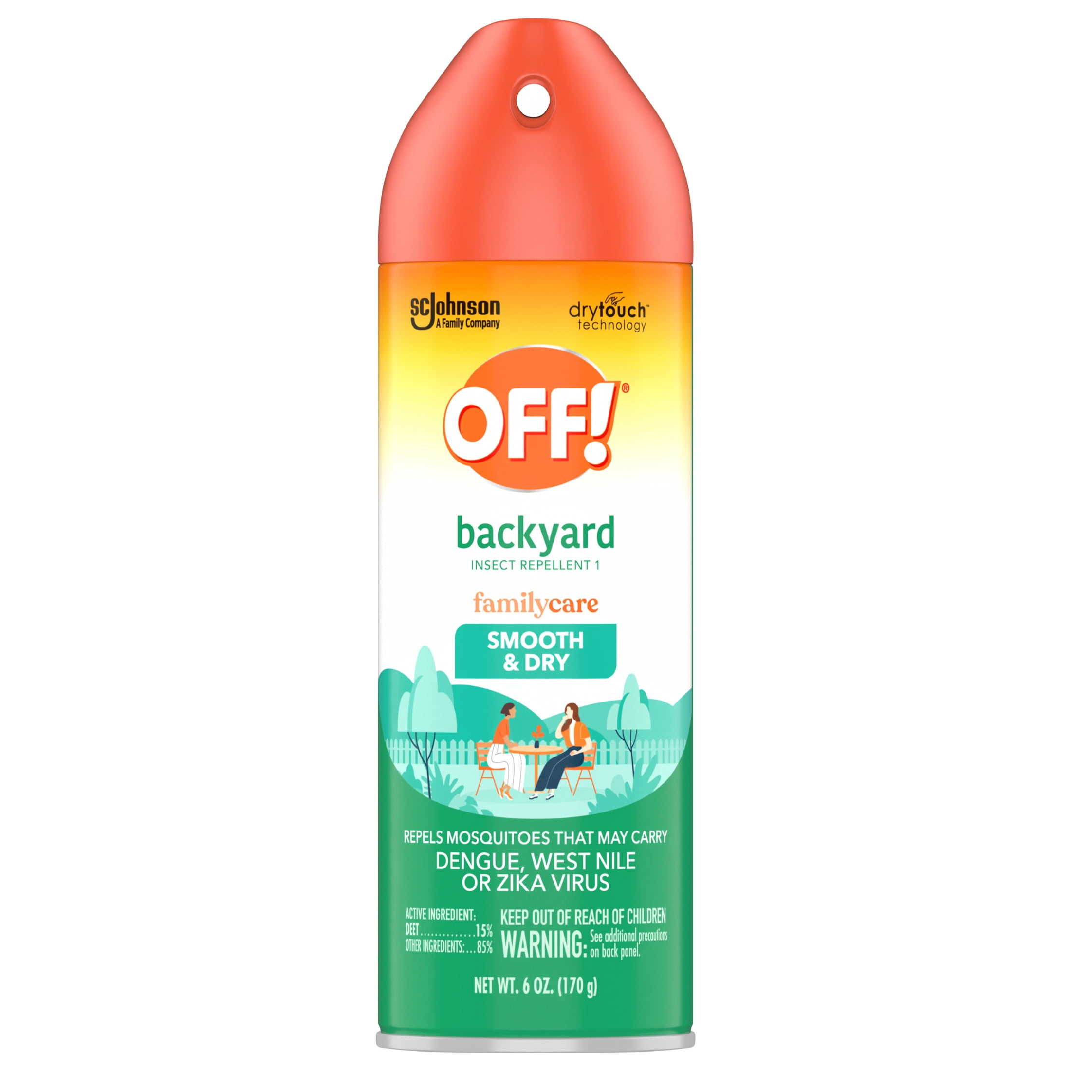 OFF! Backyard FamilyCare Smooth & Dry Mosquito Repellent, Non-Greasy Insect Spray (6 oz) 05vh6