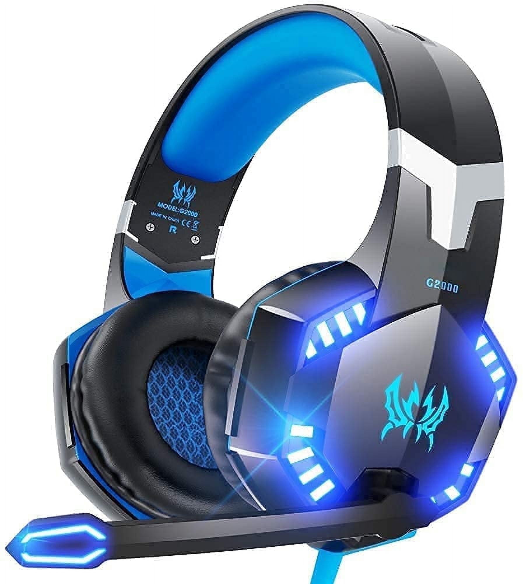 SPBPQY G2000 Gaming Headset with Noise Cancelling Microphone and LED Lights (Blue, 1 Unit) gzoz9