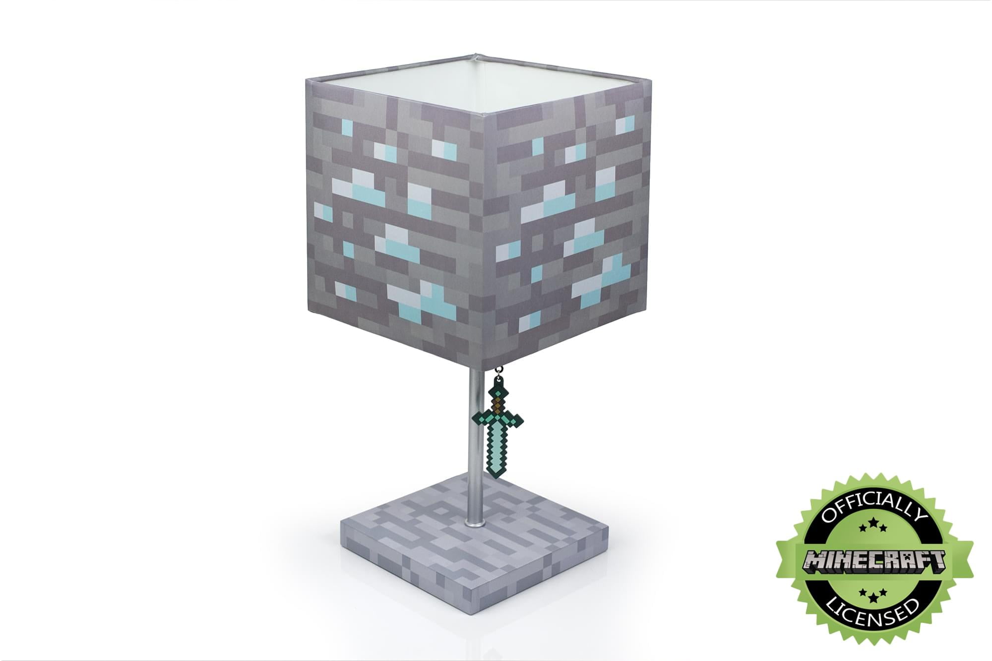 Minecraft Diamond Ore LED Desk Lamp with 3D Diamond Sword Pull (14 in) zo6ev