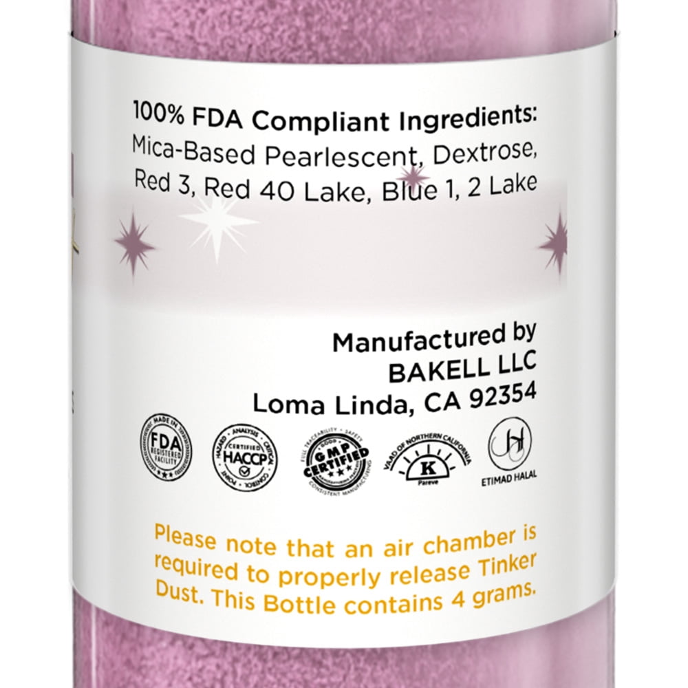 Bakell Tinker Dust Edible Glitter for Drinks and Confections (Pink Rose, 0.1 oz) 0z0pp