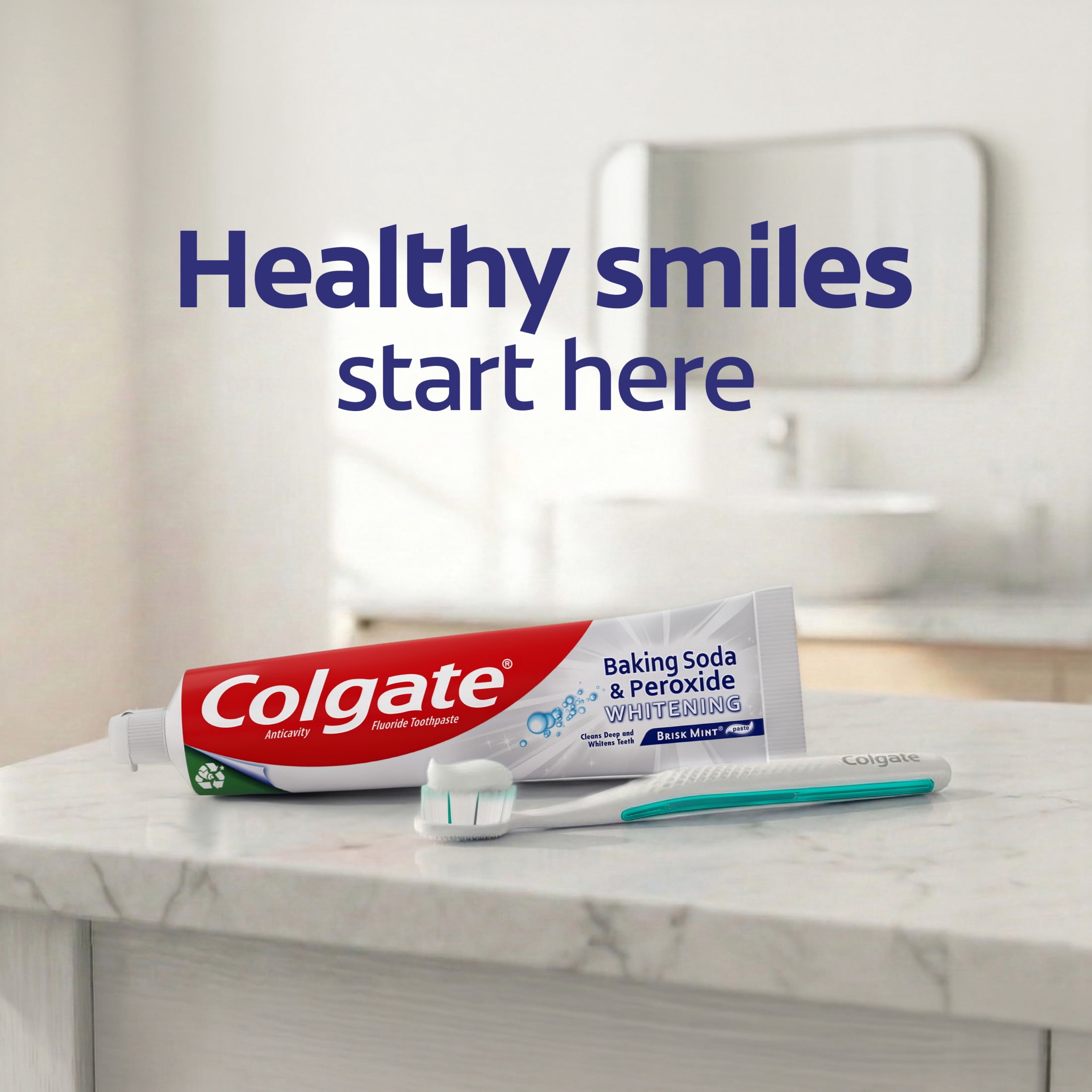 Colgate Baking Soda and Peroxide Whitening Toothpaste, Brisk Mint, Cavity Protection (3 Pack, 6 oz) i4172