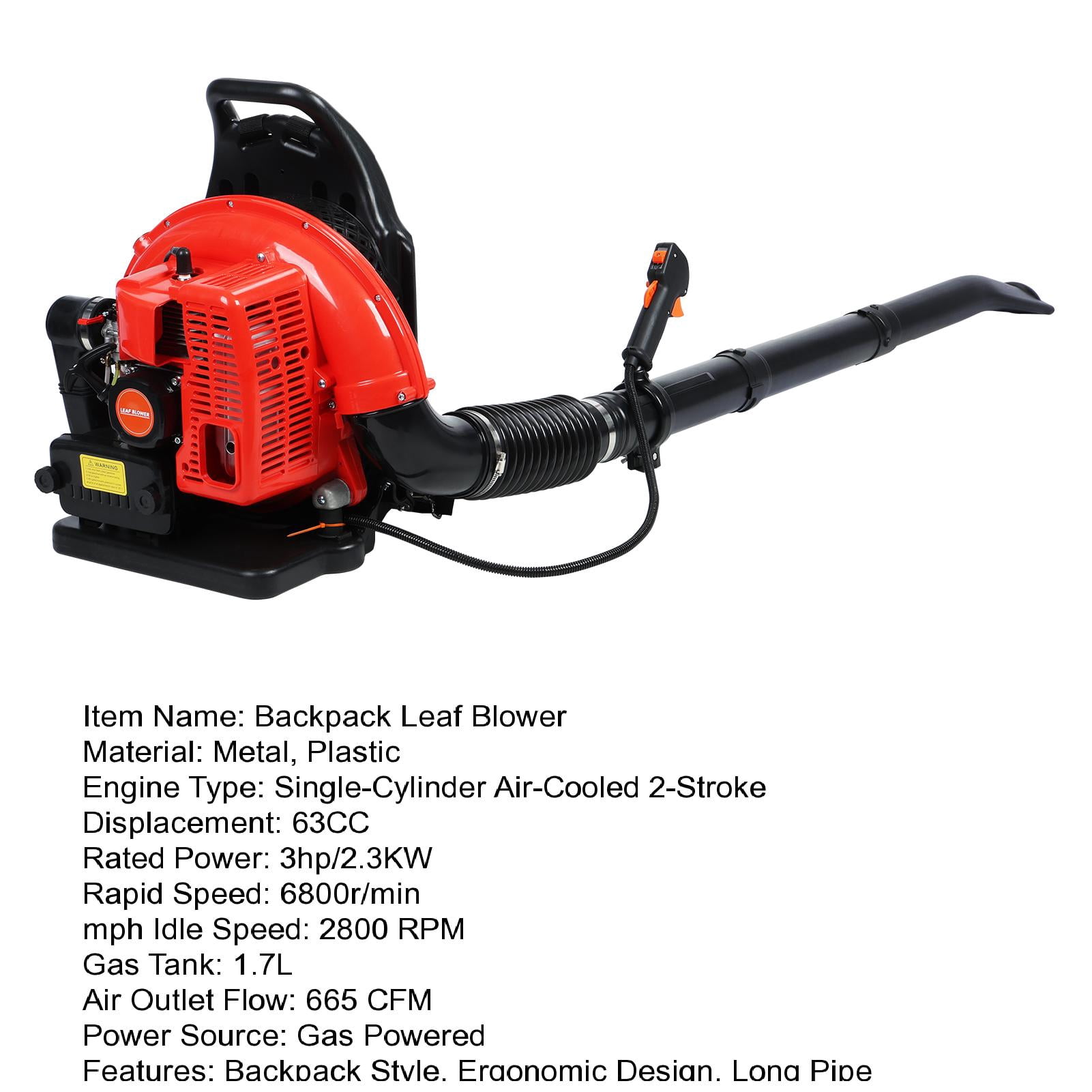 Jiledu Gas-Powered Backpack Leaf Blower (63cc, 665 CFM, 3hp) oqosn