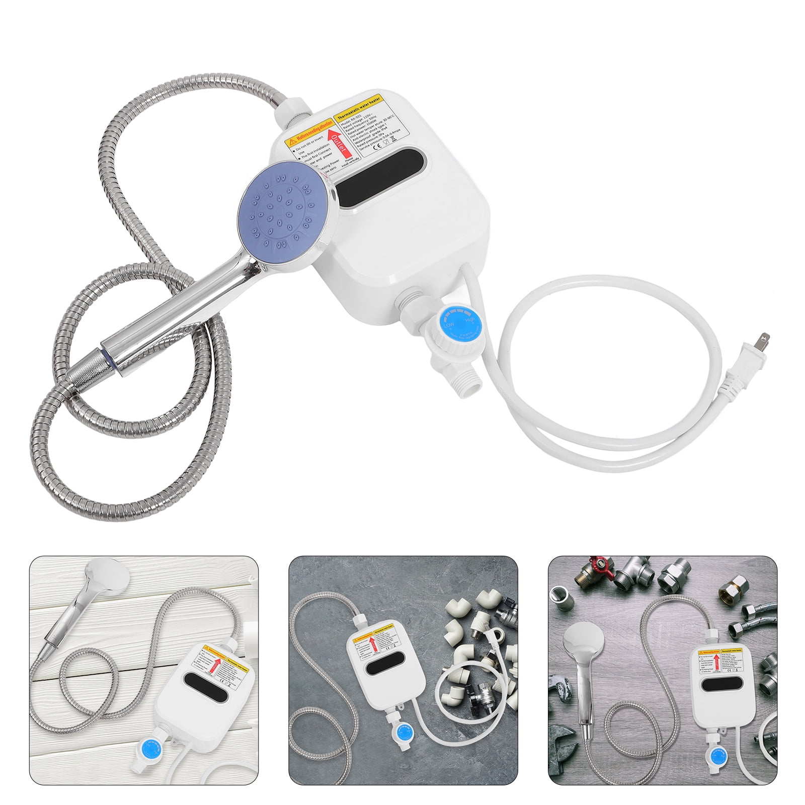 Bestonzon Instant Electric Water Heater Tankless Shower and Faucet System (White, 110V) ox7jc