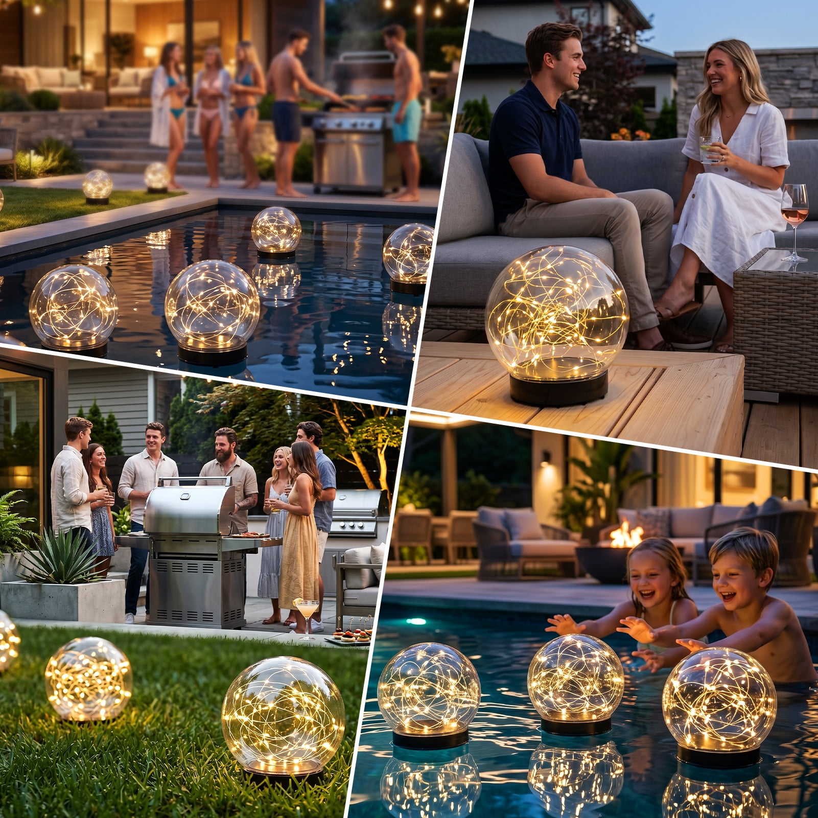 NiceBuy Solar Floating LED Garden Lights, Waterproof Outdoor Decor for Pools and Patios (White, 7.4 in, 2-Pack) w1edr