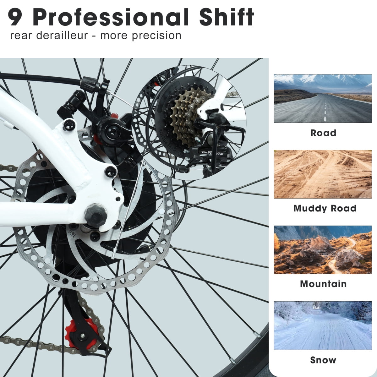 LuckyNote 21-Speed Mountain Bike, Adult Trail Bicycle with Front Suspension and Dual Disc Brakes (White, 24 in) klayj
