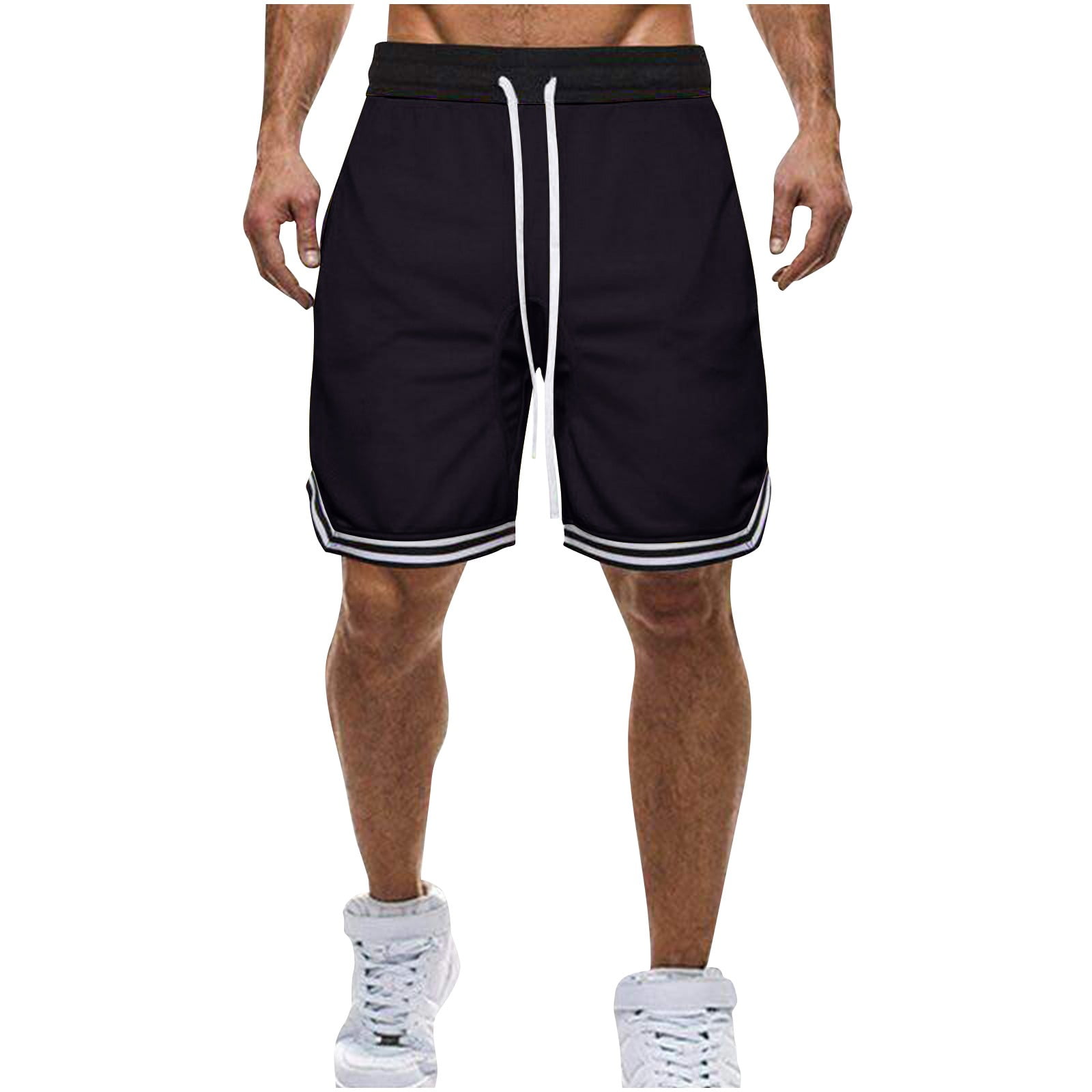 BiZtdJrK Mens Gym Shorts Breathable Mesh Workout Running Shorts with Zip Pockets (Black, XXXXL) t3flp