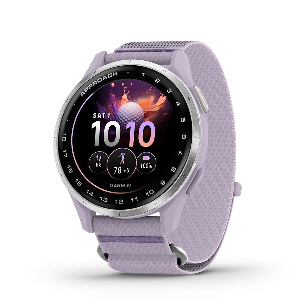 Garmin Approach J1 Golf Watch with Lilac ComfortFit Band (Silver, One Size) xp3se