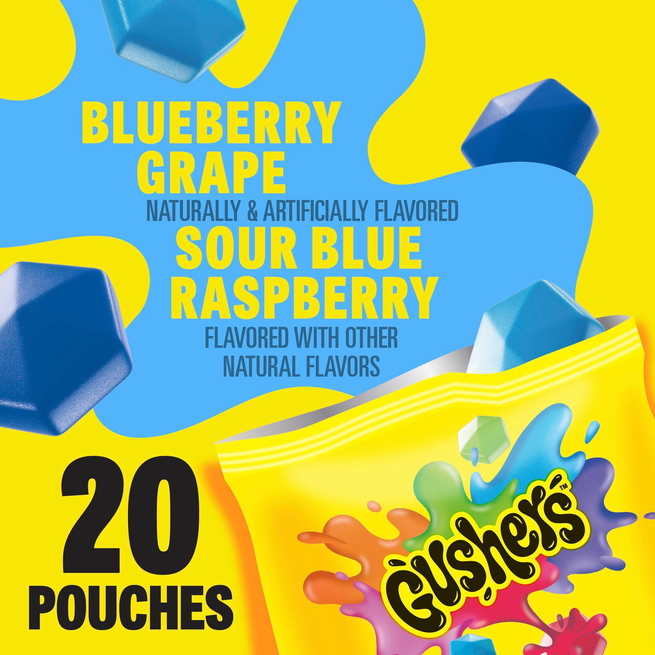 Gushers Fruit Flavored Snacks, Valentine's Day Edition, Juicy Center Chewy Treats (Blueberry Grape & Sour Blue Raspberry, 20 Ct, 16 oz) hr2nu