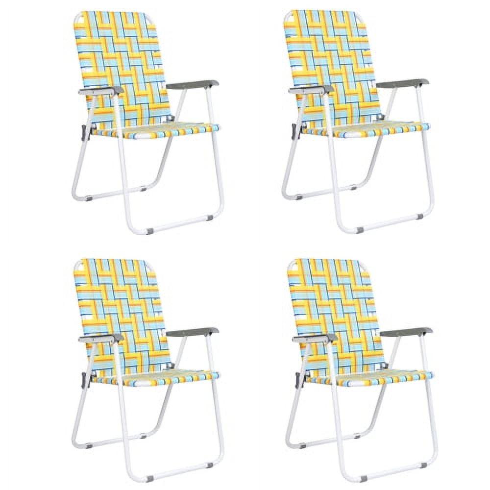 VINGLI Folding Lawn Chairs Outdoor Webbed Patio Seating (Yellow, Set of 4) mac8s