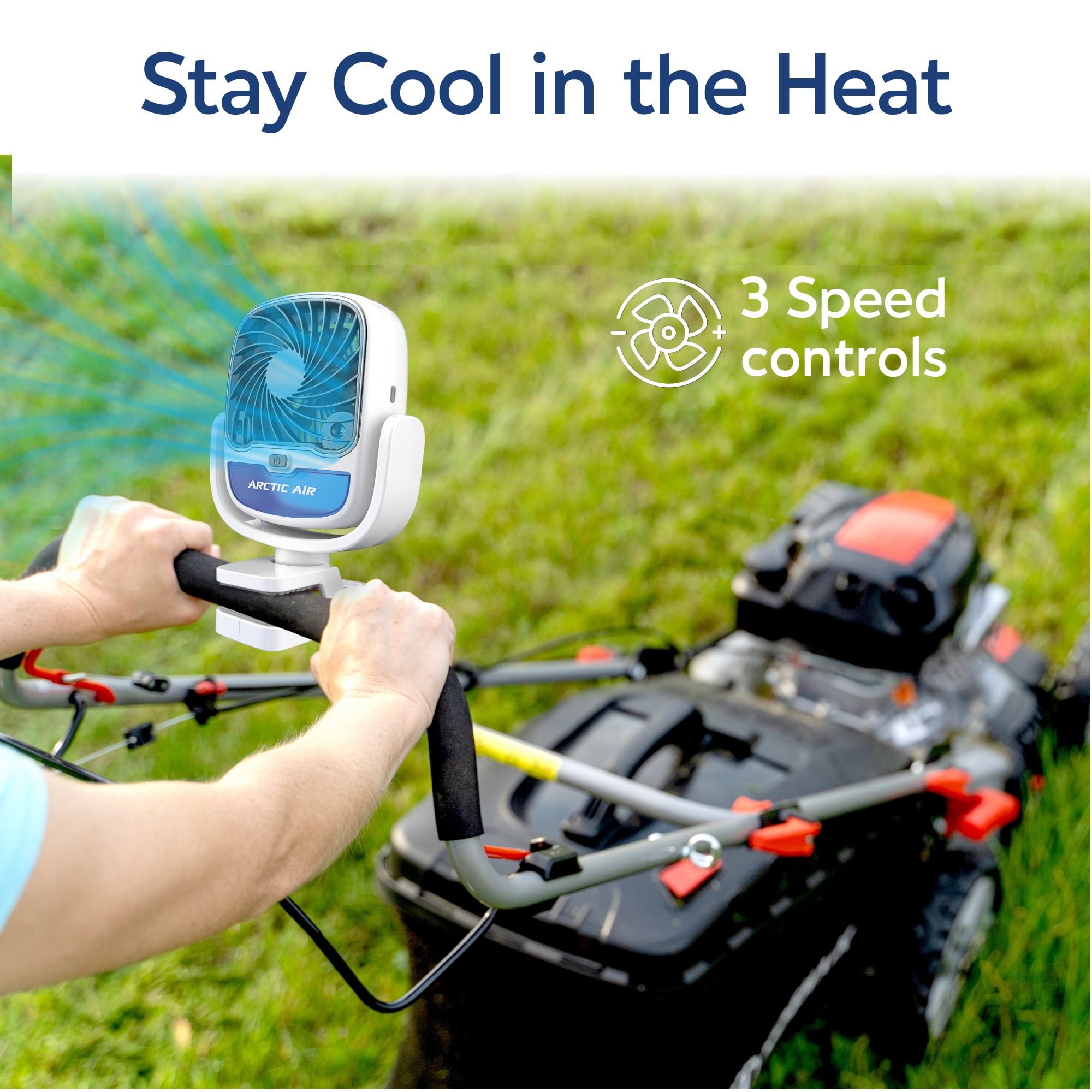 Arctic Air Grip Go Portable Evaporative Air Cooler, Rechargeable Personal Cooling Fan (White, 2.5 in Clamp) 1soy6