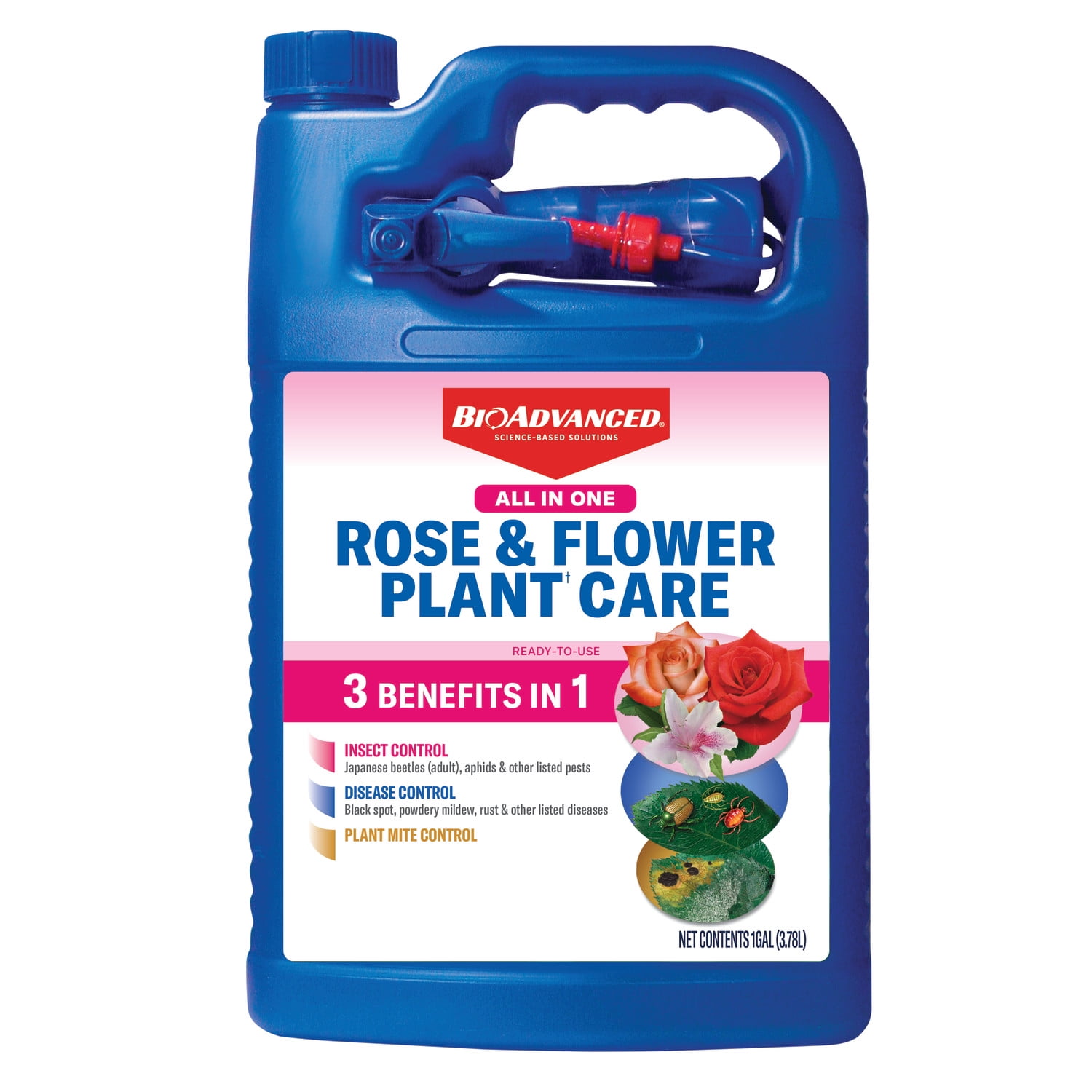 BioAdvanced All-In-One Rose & Flower Plant Care (Ready-To-Use, 128 fl oz) he86g