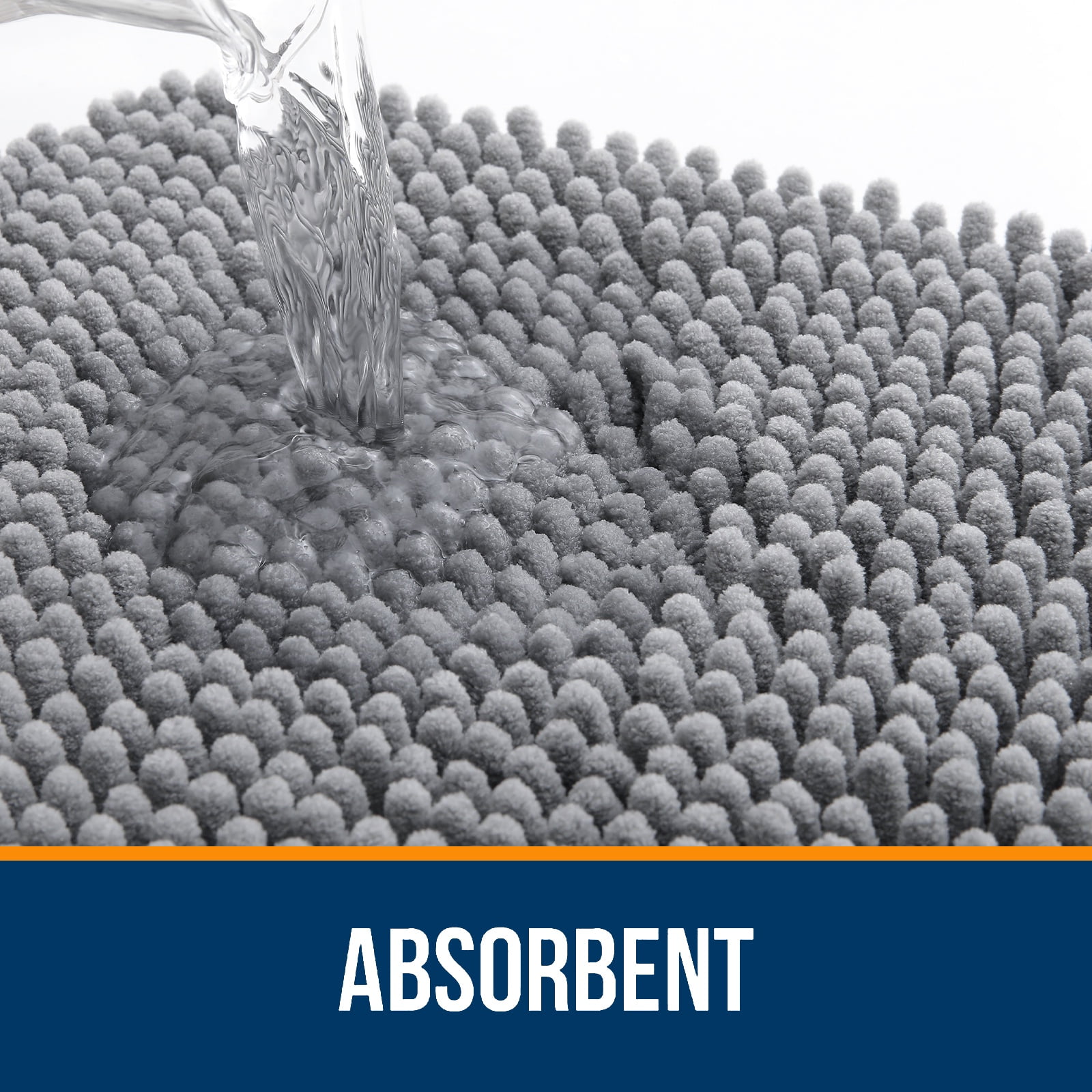 Buganda Bathroom Rug, Non-Slip Chenille Bath Mat, Quick-Dry Plush Floor Carpet (Grey, 30 in x 20 in) jzsre