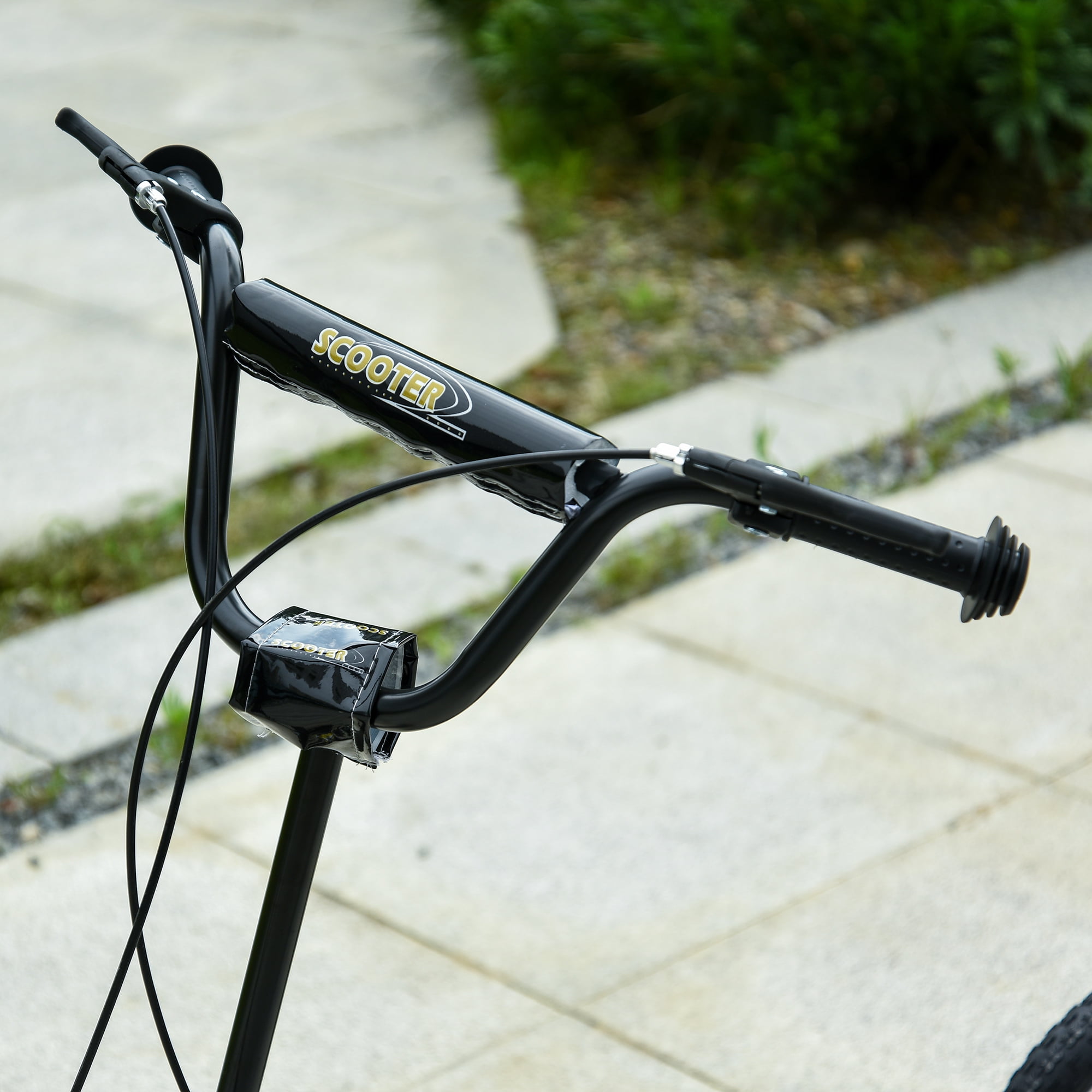 Aosom Youth Kick Scooter with Dual Caliper Brakes and Adjustable Handlebar (Black, 47.25 in L) ce4lw