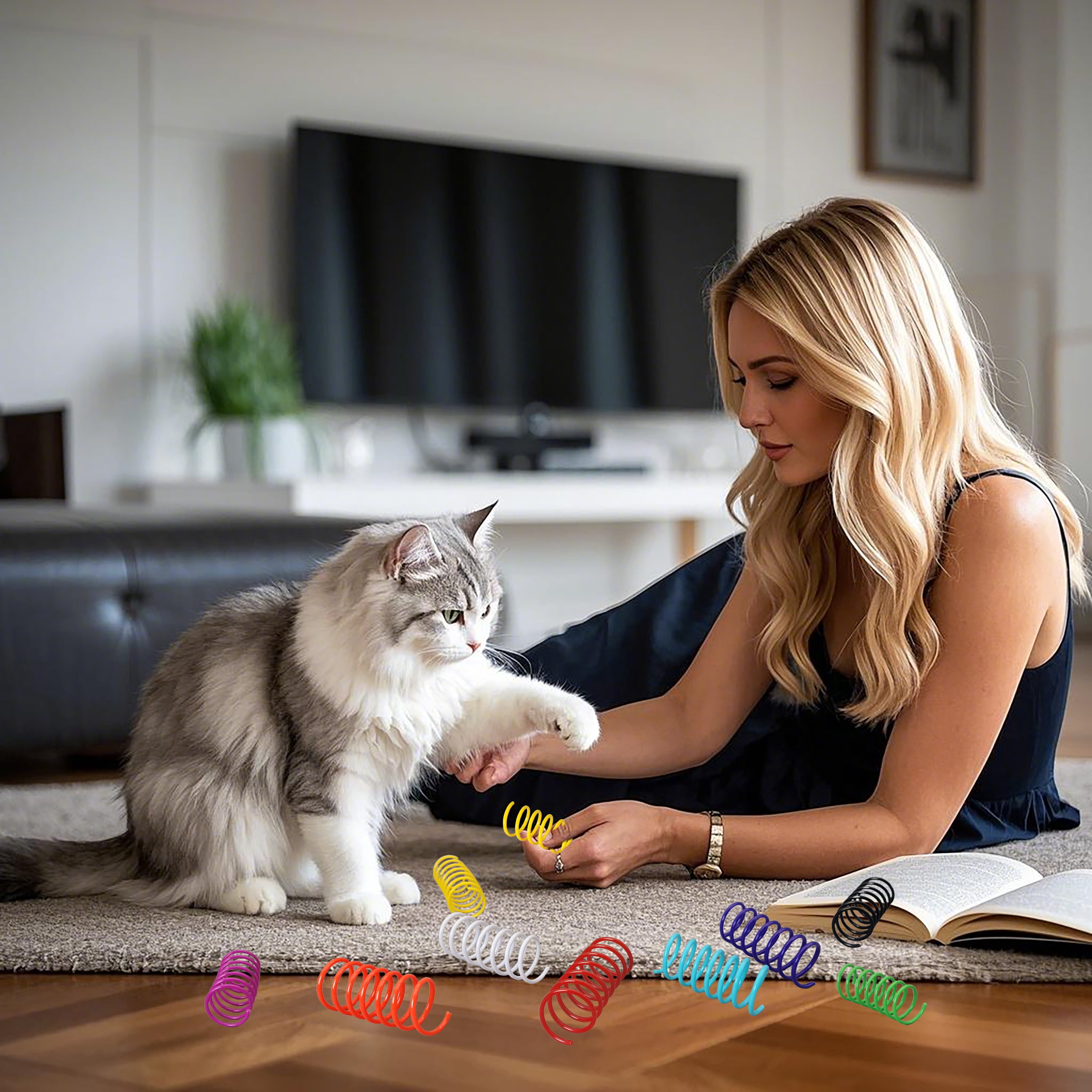JoyArrive Cat Spring Toys for Indoor Cats, Interactive Self-Play Hunting Coils for Kittens (Multicolor, 40 Pack) cpyye