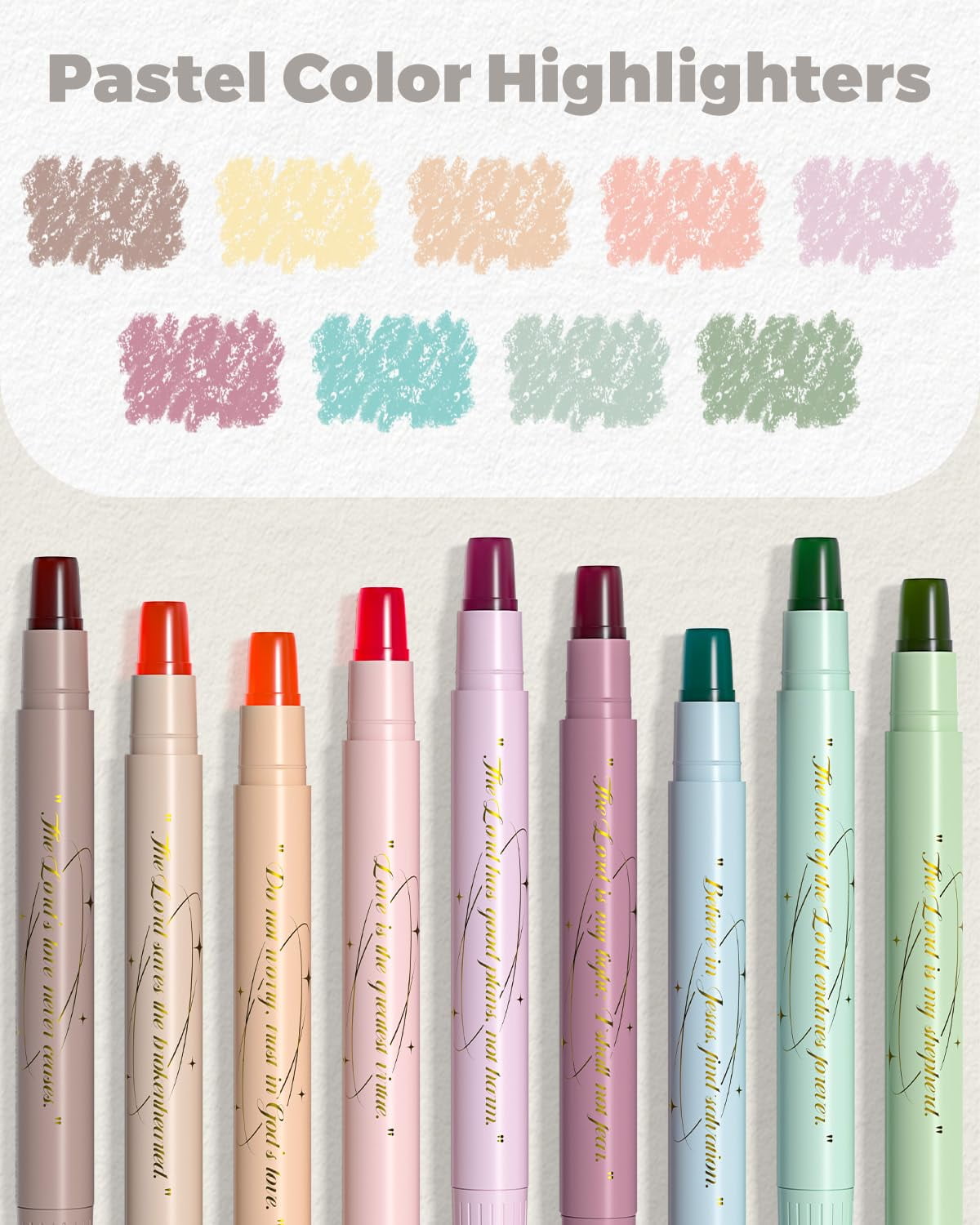WEMATE Gel Bible Highlighters, No-Bleed Pastel Markers for Journaling and Study (Assorted Colors, 9-Pack) gwirw