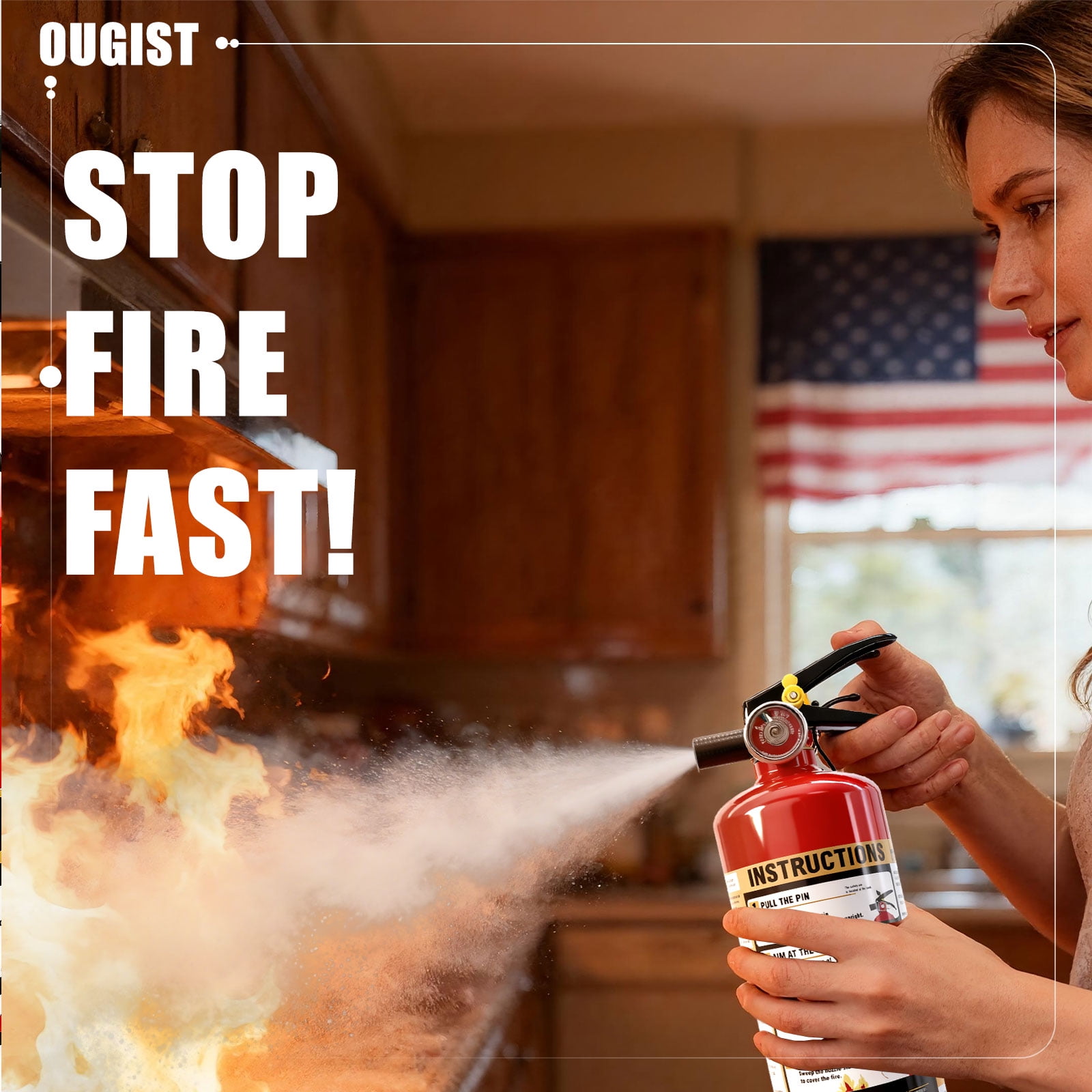Ougist ABC Fire Extinguisher for Home and Vehicle, Multi-Purpose Dry Chemical Safety Device (Red, 2.5 lb) gfka7