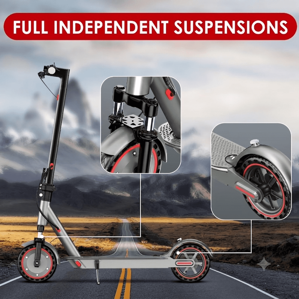 Kalorace Foldable Electric Scooter for Adults, 350W Motorized Commuter E-Scooter with Dual Suspension (Red, 8.5 in) pyb0h