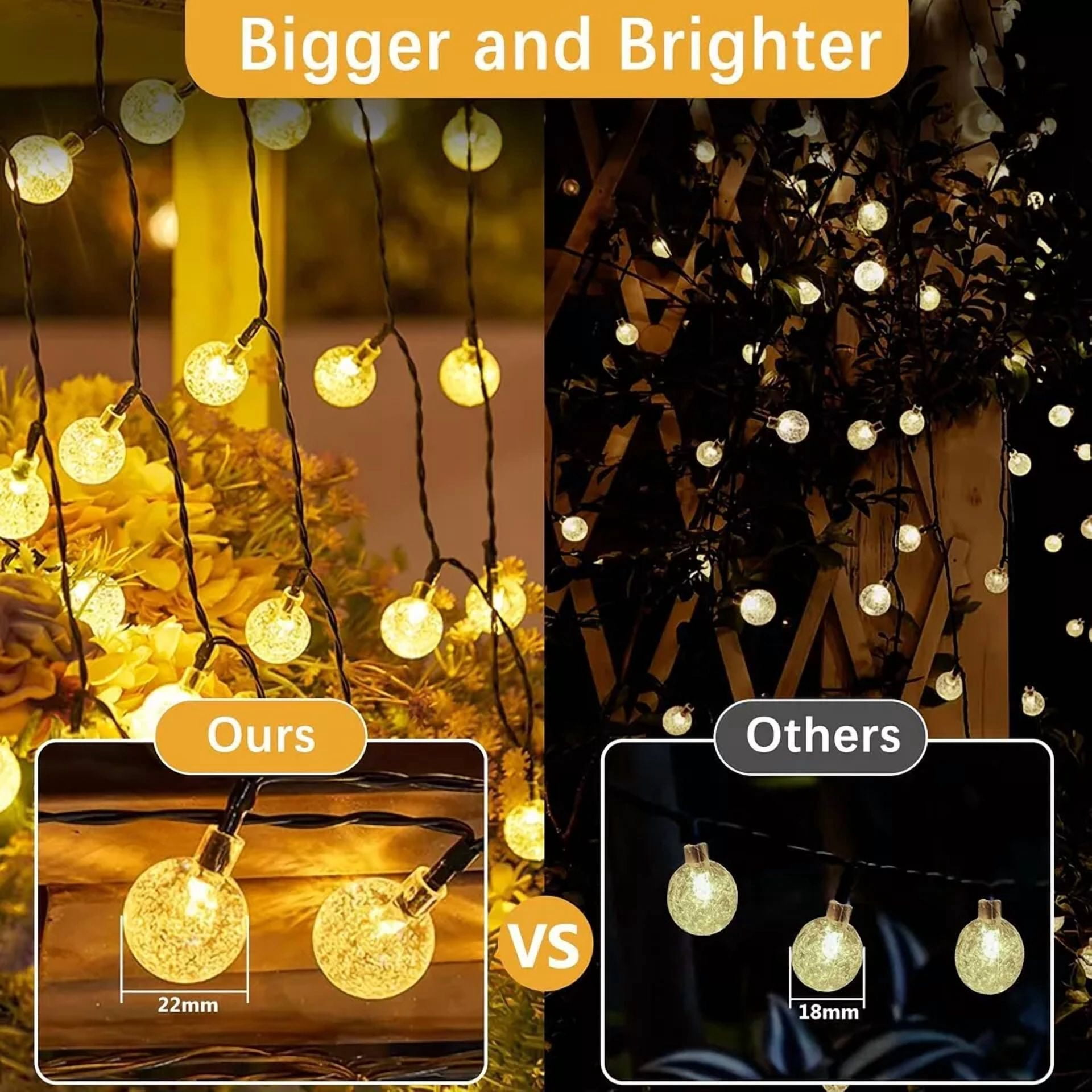 Purely Elizabeth Solar LED String Lights, Outdoor Retro Ball Fairy Lights for Garden and Patio Decor (Warm White, 23 ft) ycs0x