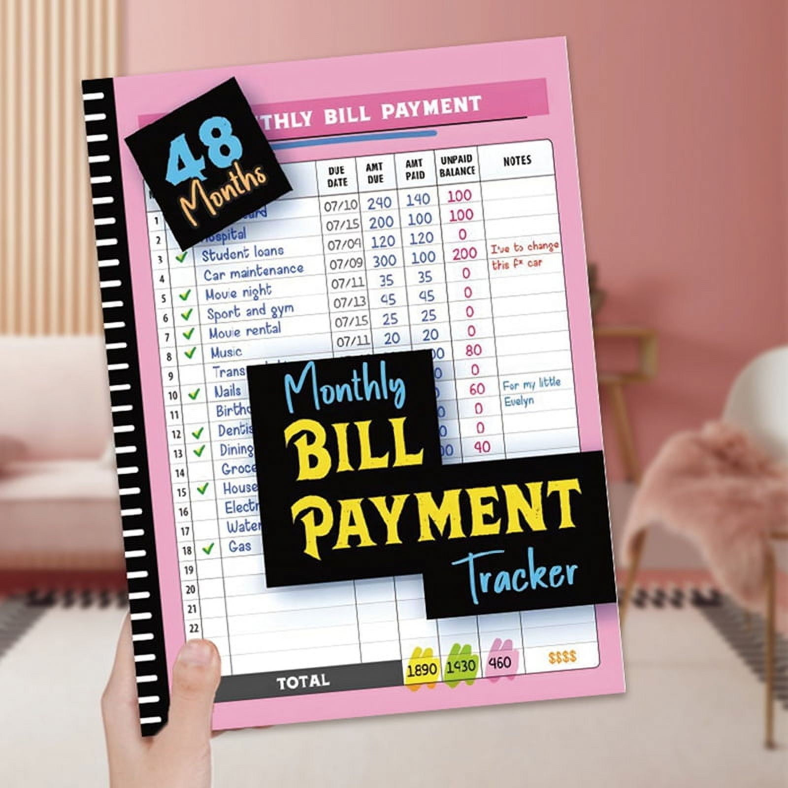 Generic Monthly Bill Payment Tracker (48 Months Expense and Debt Payoff Planner) l5h8x
