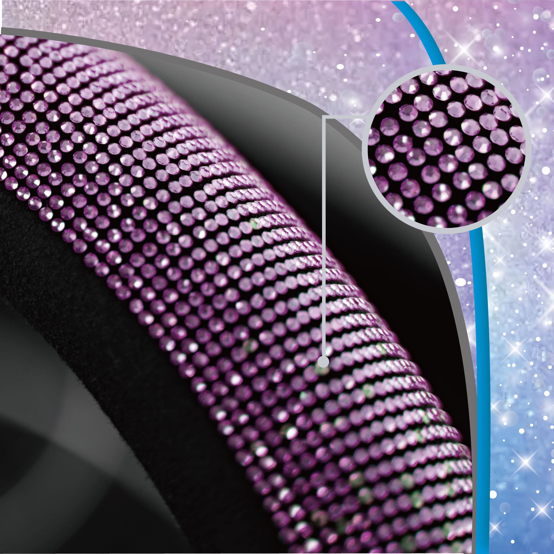 Auto Drive Bling Diamond Steering Wheel Cover, Sparkly Crystal Rhinestone Grip, Universal Fit for Cars and SUVs (Pink, 15 in) 8ulvh