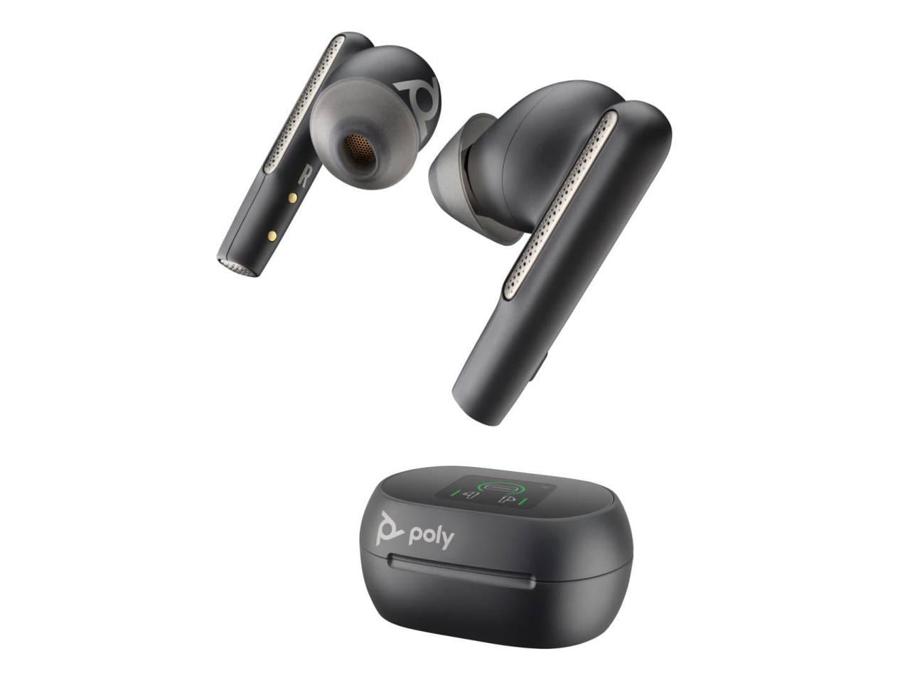 Poly Voyager Free 60+ UC Wireless Earbuds with Touchscreen Charging Case and BT700 USB-C Adapter (Carbon Black) 20m2e