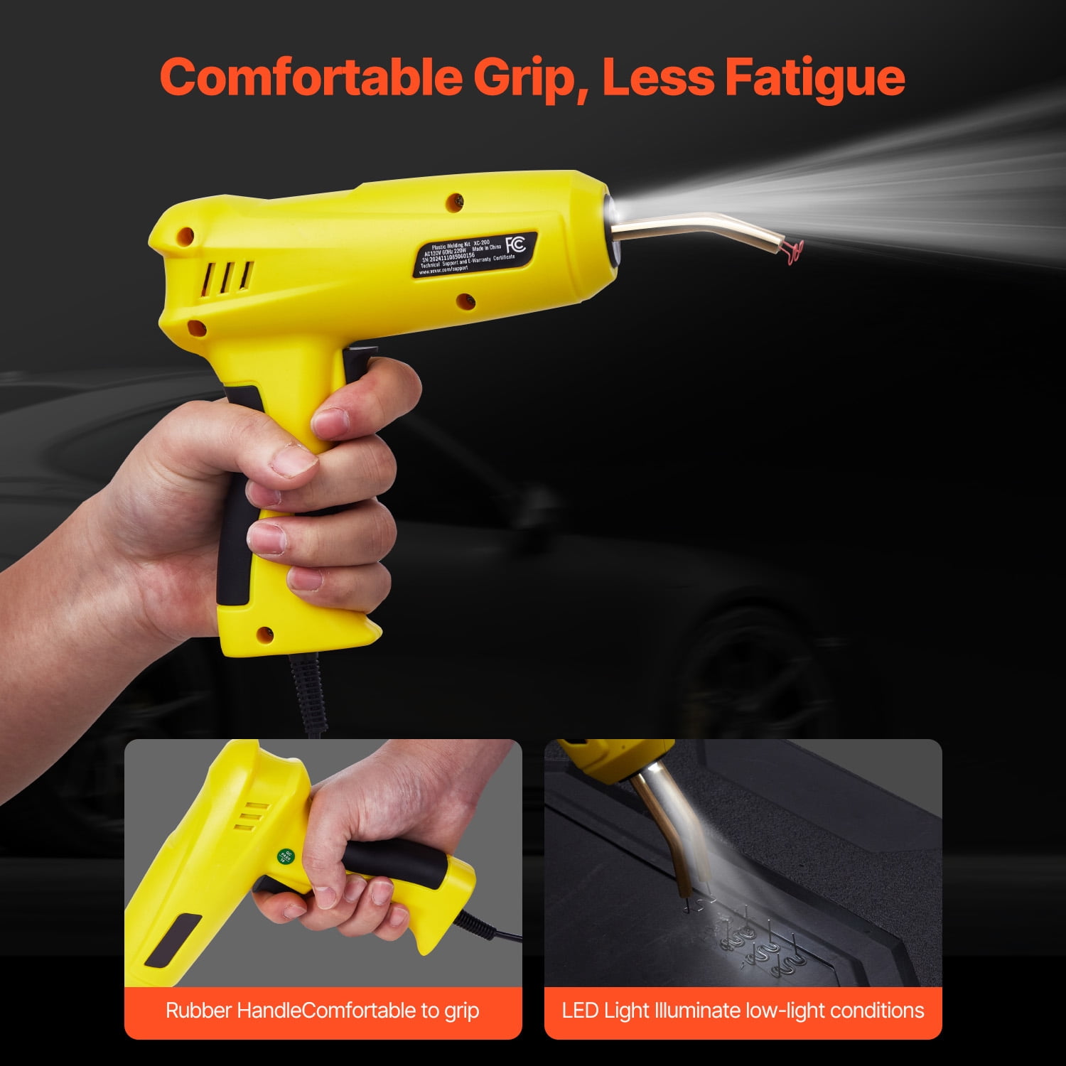 KFFKFF Plastic Welding Kit, 220W Hot Staple Welder Gun with 1200 Staples & 76 Welding Rods (Yellow, 1276 Piece Set) gyxee