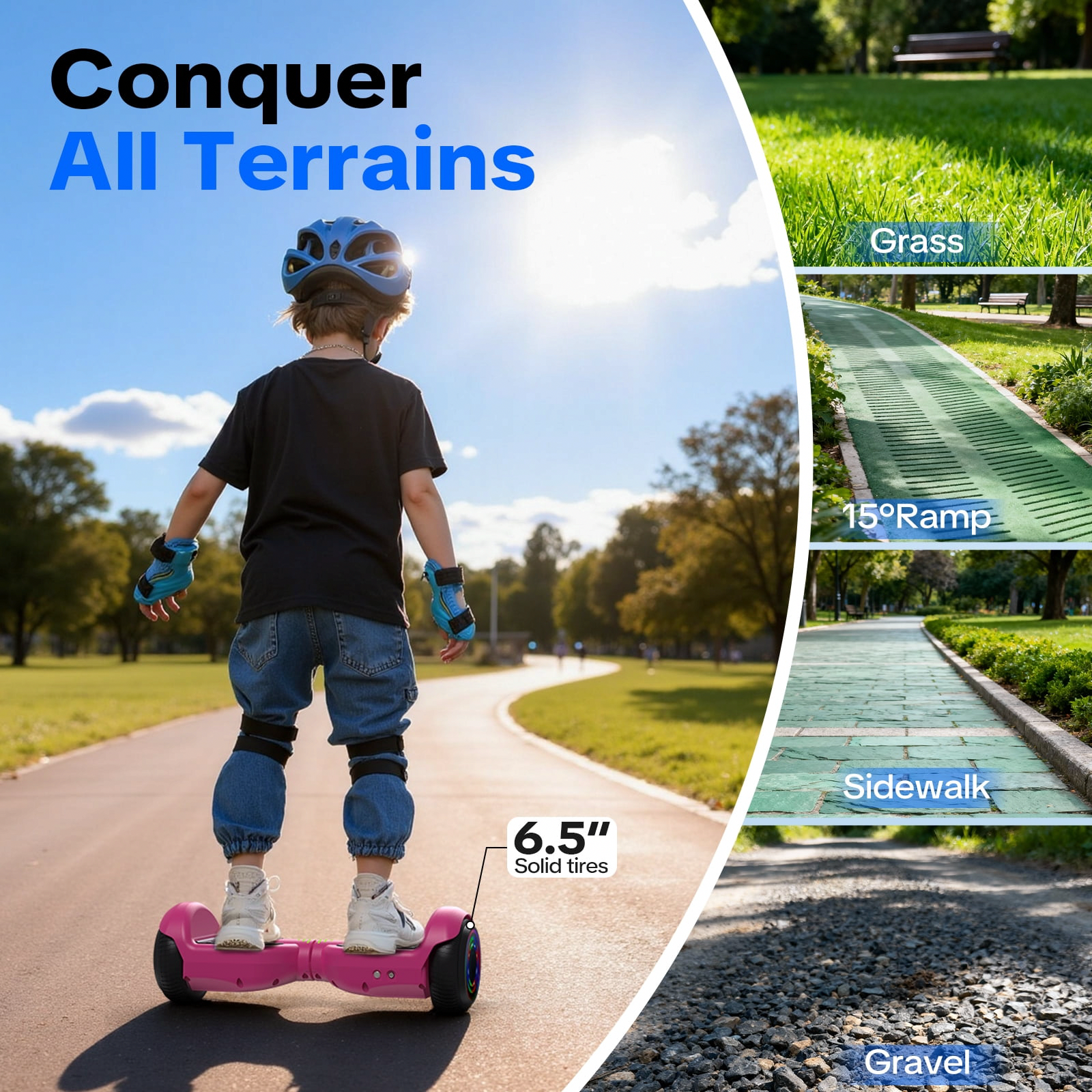 Tcdjtc Self-Balancing Hoverboard with Bluetooth Speaker and LED Lights (6.5 in Wheels) deynl