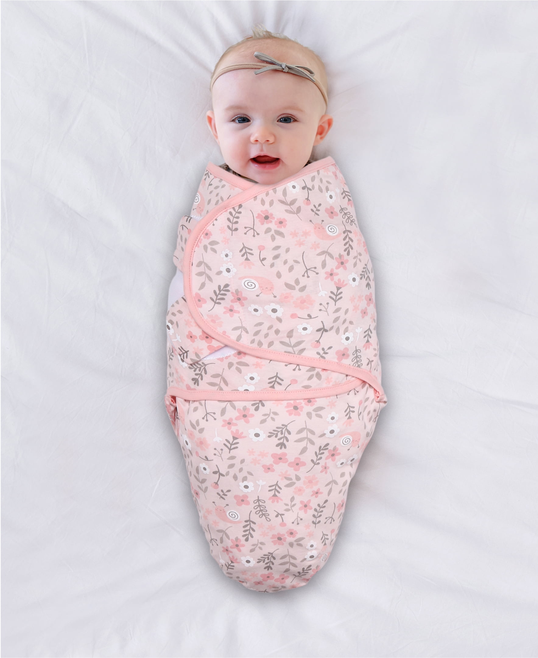 The Peanutshell Newborn Baby Swaddle Wrap Set (Pink Floral Stars, 3 Pack) 1hg3g