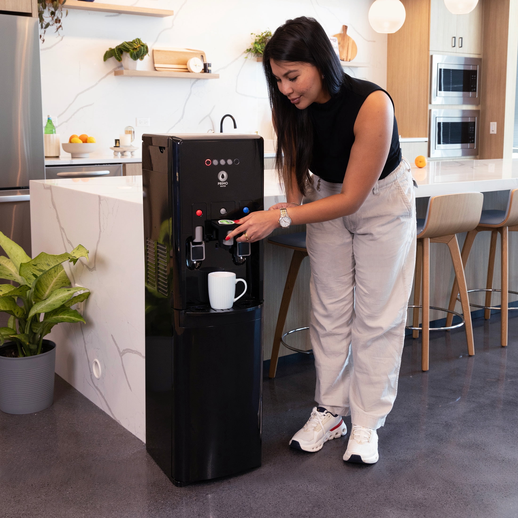 Primo Water Htrio Coffee K-Cup Water Dispenser, Bottom Loading, Hot and Cold Temperature (Black, 10 oz) akv78
