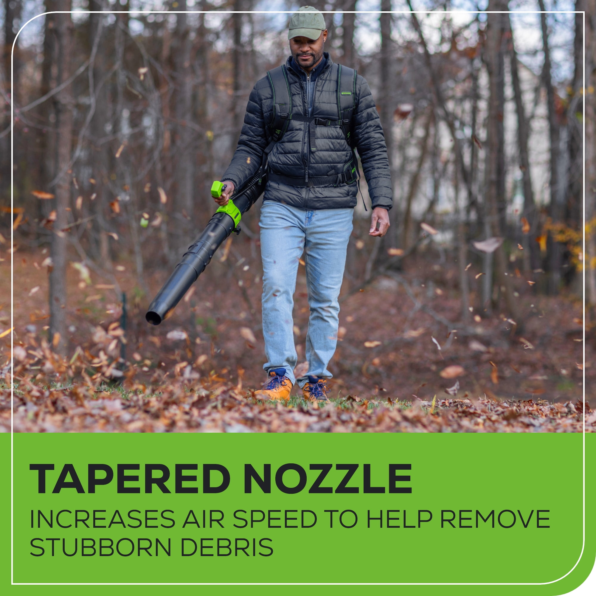 Greenworks 80V 750 CFM Cordless Backpack Leaf Blower with 4.0Ah Battery and Rapid Charger ya32f
