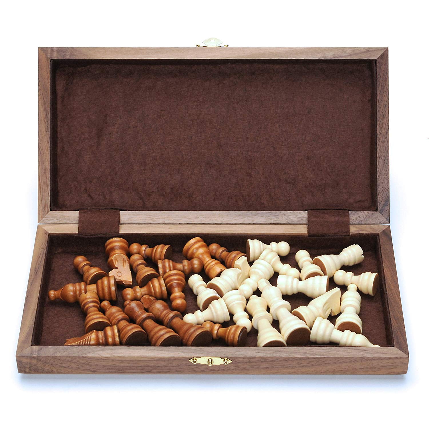 WE Games Folding Wood Travel Chess Set with Walnut Veneer Board (Brown, 11.5 in) k9f8g