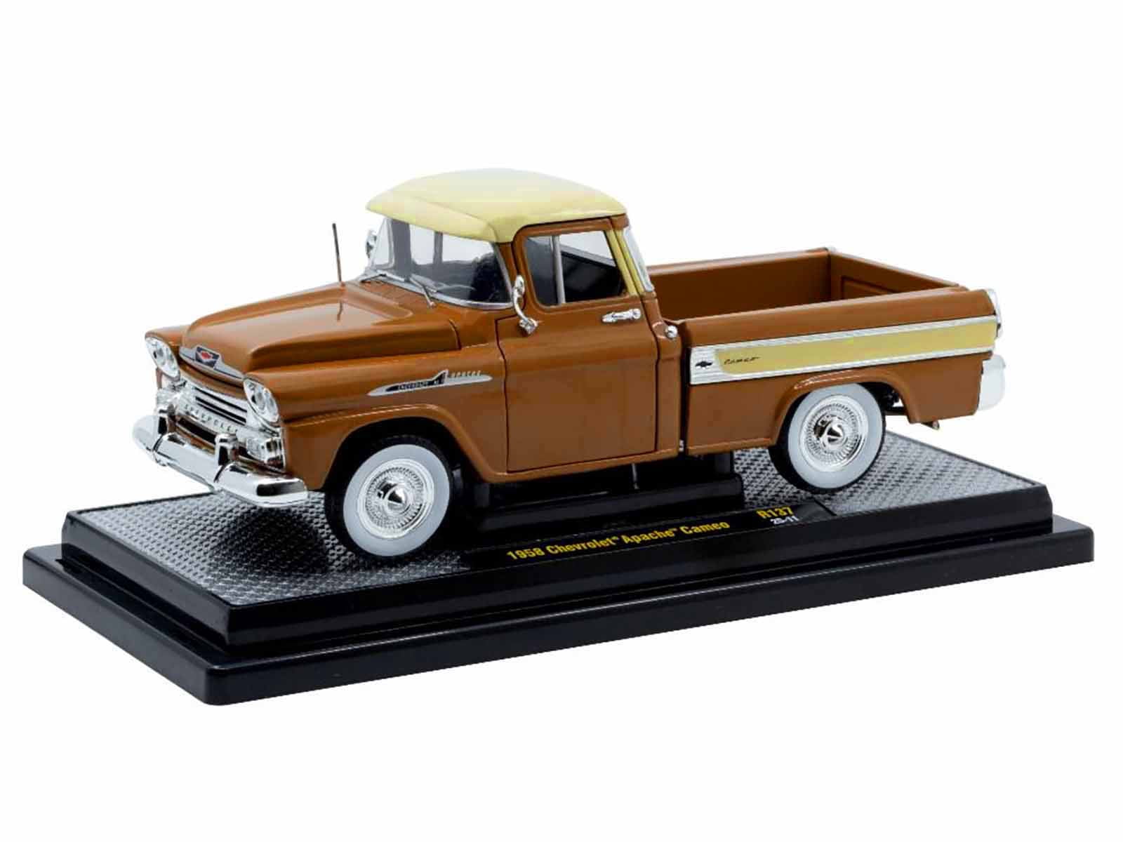 M2 Machines 1958 Chevrolet Apache Cameo Pickup Truck Diecast Model Car (Brown/Beige, 1/24 Scale) 65v68