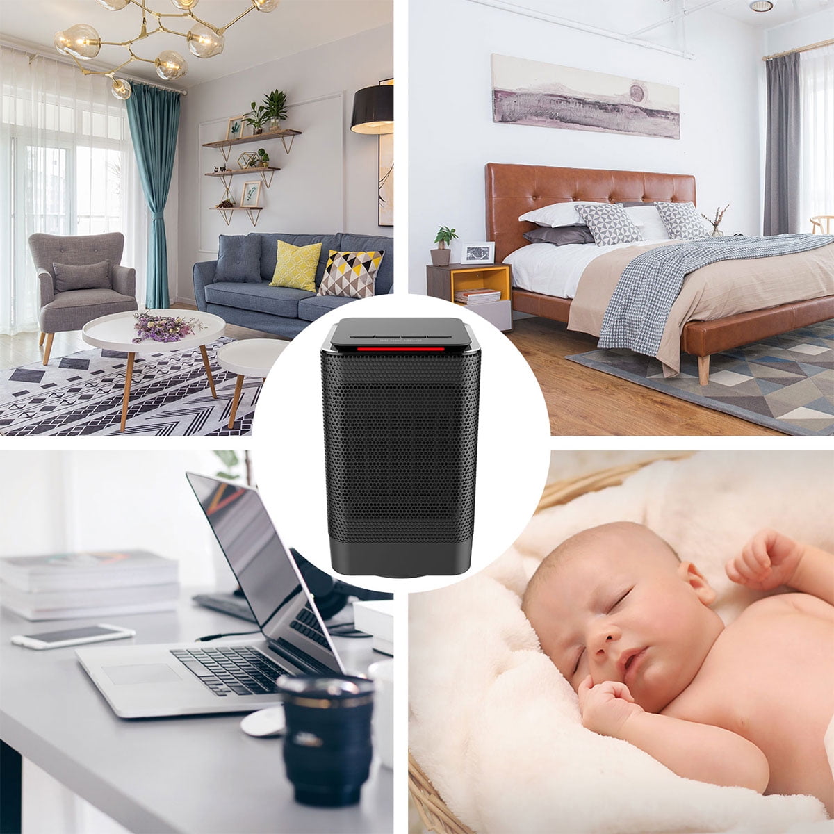 ALROCKET Portable Electric Space Heater with 70° Oscillation and Adjustable Heat Settings (Black) gyss0