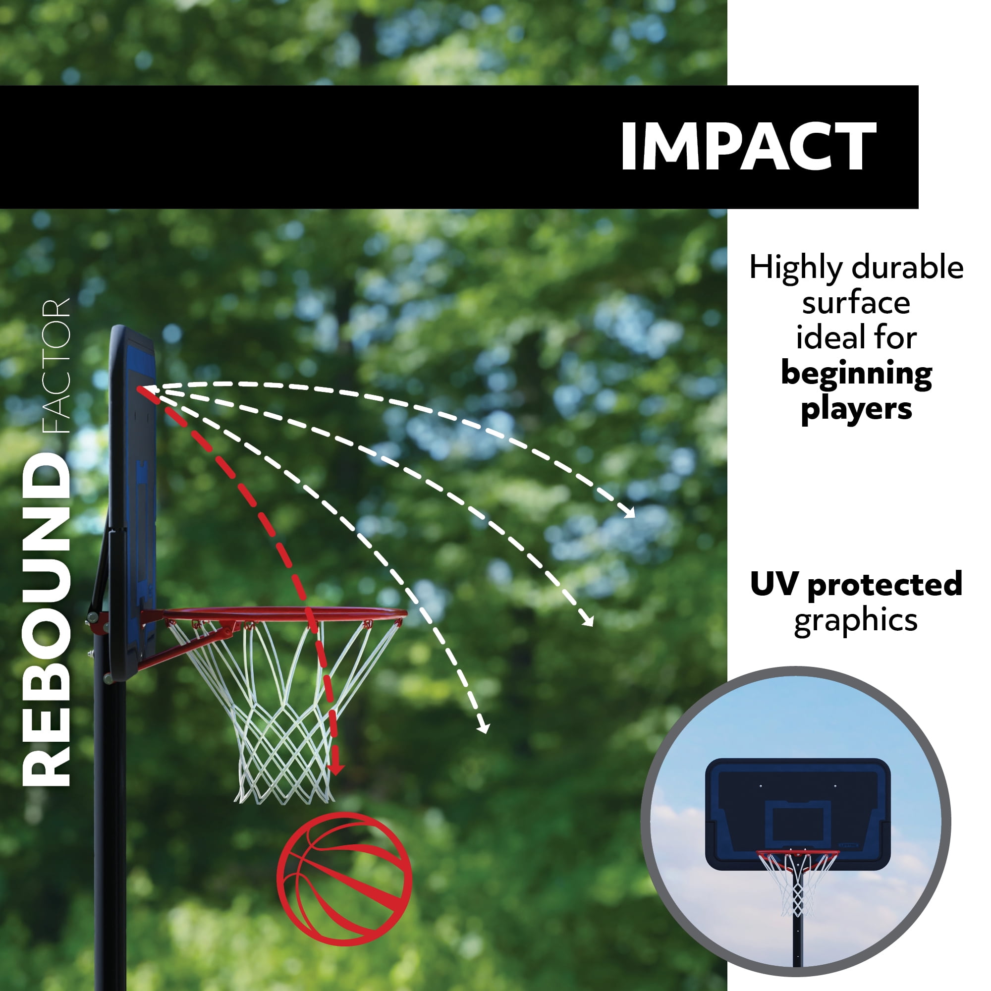 Lifetime 44-Inch Impact Portable Basketball Hoop System with Telescoping Height Adjustment (44 in) tnieo