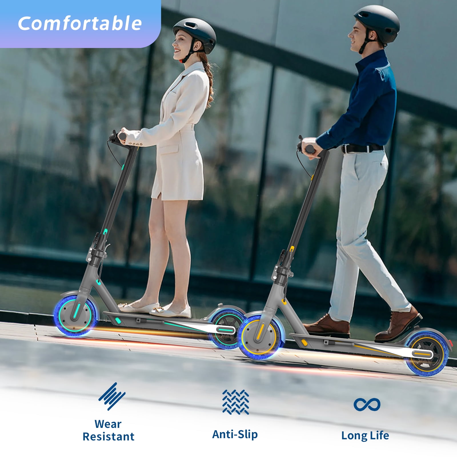HiQiS Electric Scooter for Adults, 19 Mph Max Speed, 21 Miles Range, 350W Motor, Portable Folding Design (Blue, 8.5 in Tire) tytkh