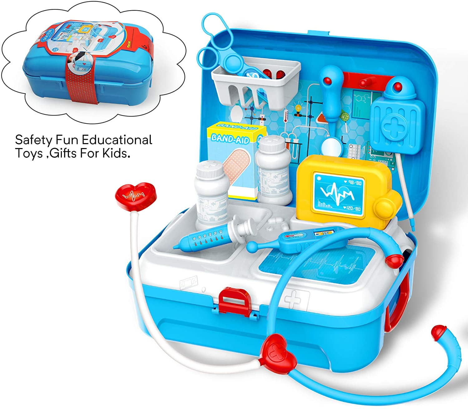 TiokMc Doctor Play Set for Toddlers, Educational Medical Role Play Kit with Carrying Case (17-Piece Set) r2tx3